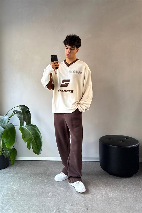 Ayarlanabilir Paça Basic Kahverengi Eşofman Altı