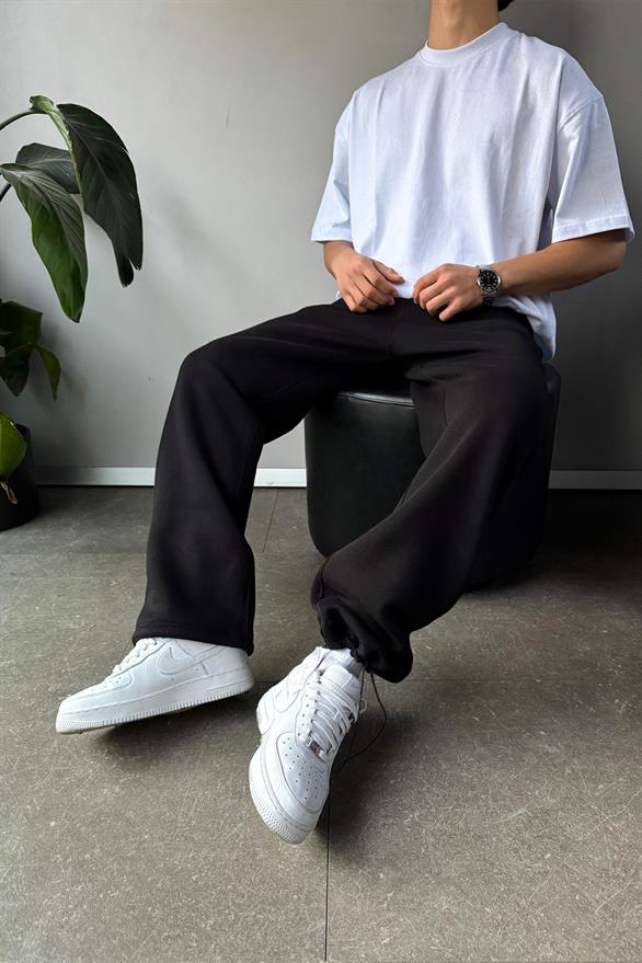 Ayarlanabilir Paça Basic Siyah Eşofman Altı