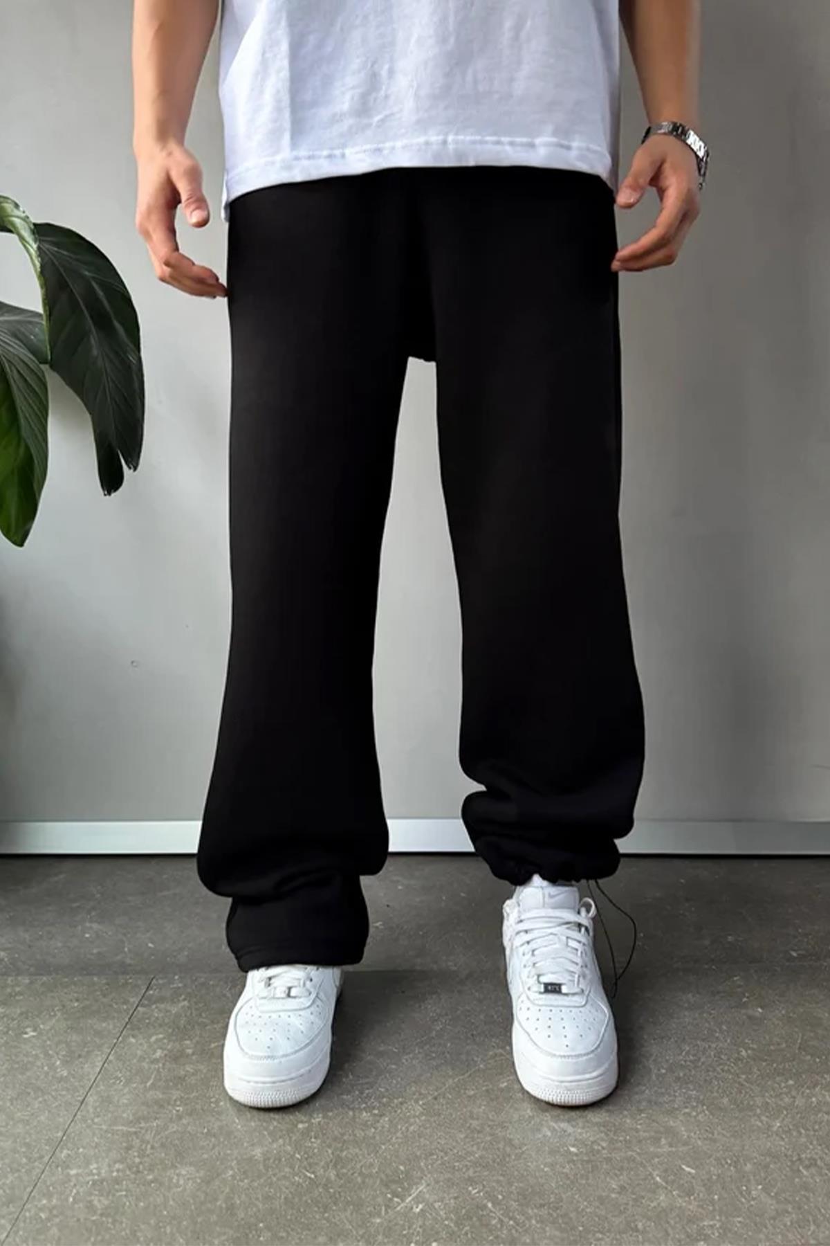 Ayarlanabilir Paça Basic Siyah Eşofman Altı