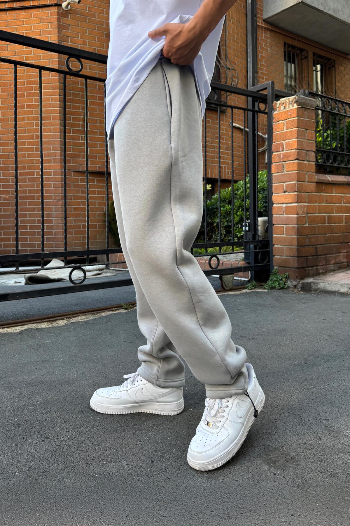 Ayarlanabilir Paça Gri Basic Baggy  Eşofman Altı
