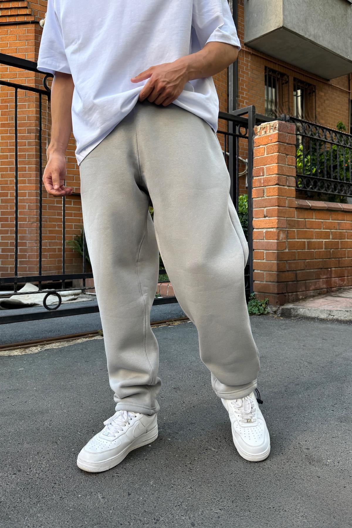 Ayarlanabilir Paça Gri Basic Baggy  Eşofman Altı