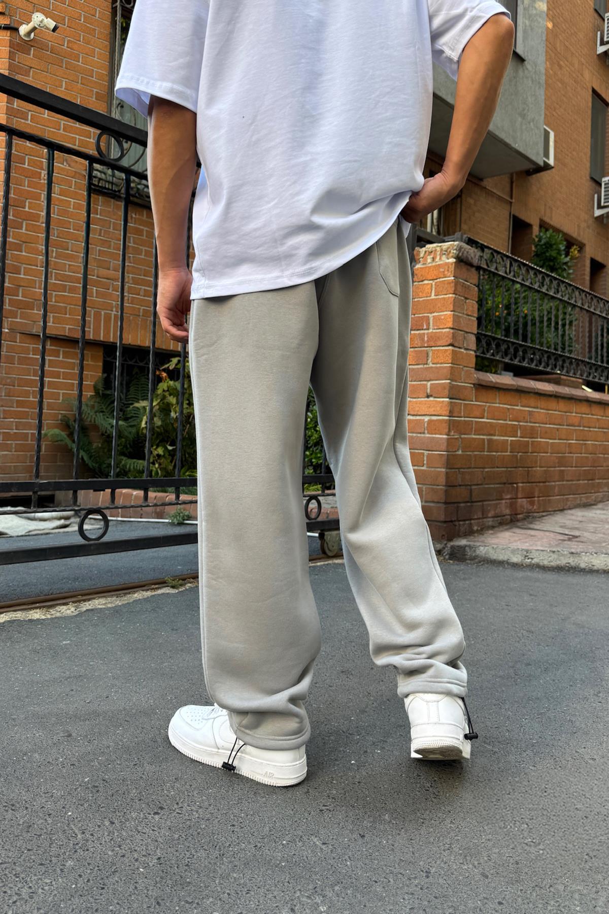 Ayarlanabilir Paça Gri Basic Baggy  Eşofman Altı