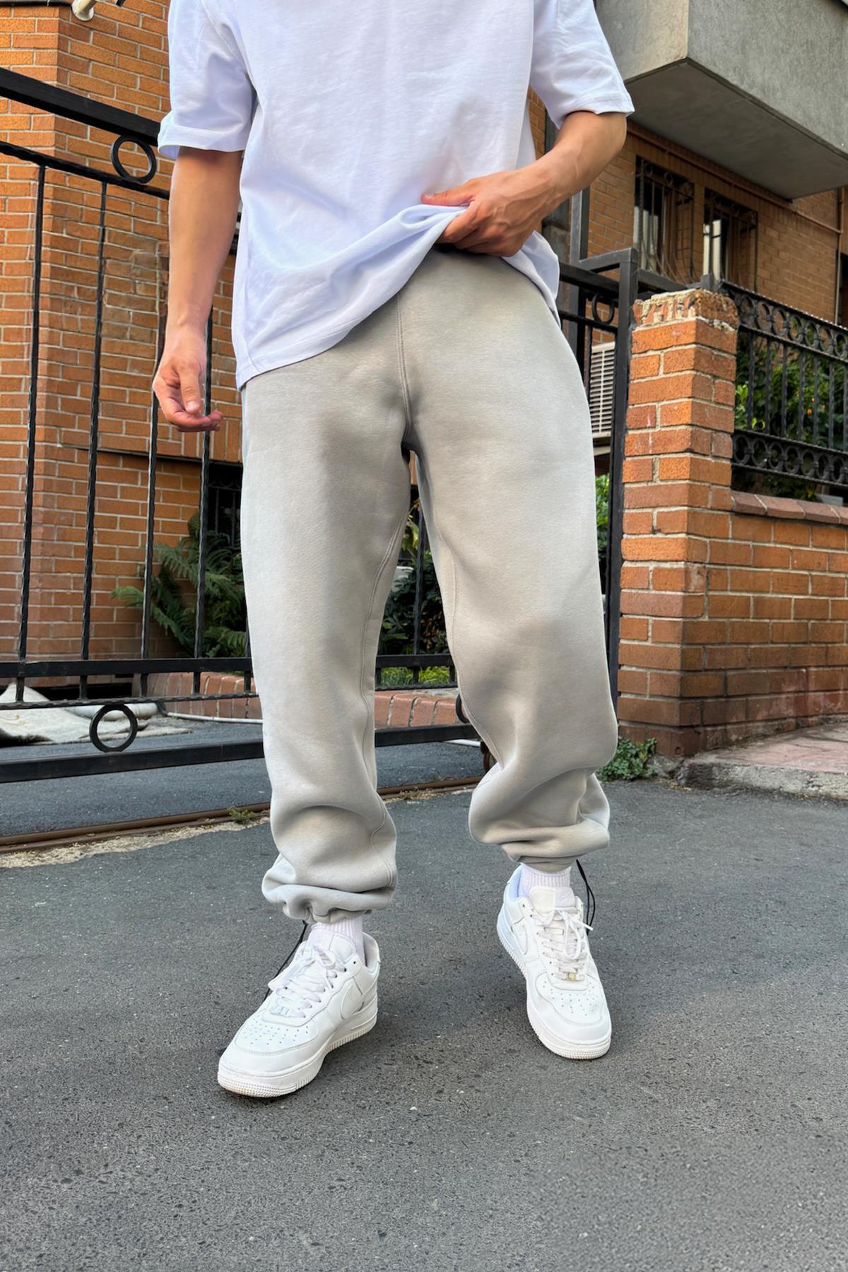 Ayarlanabilir Paça Gri Basic Baggy  Eşofman Altı