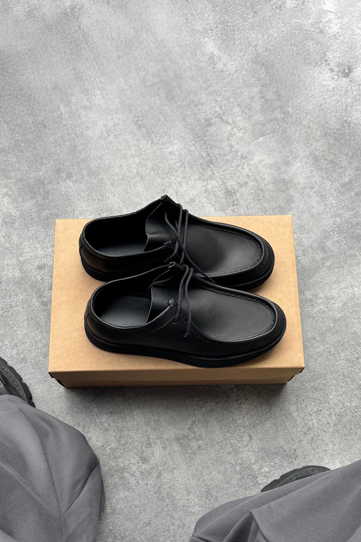 Bağcıklı Deri Ayakkabı Siyah
