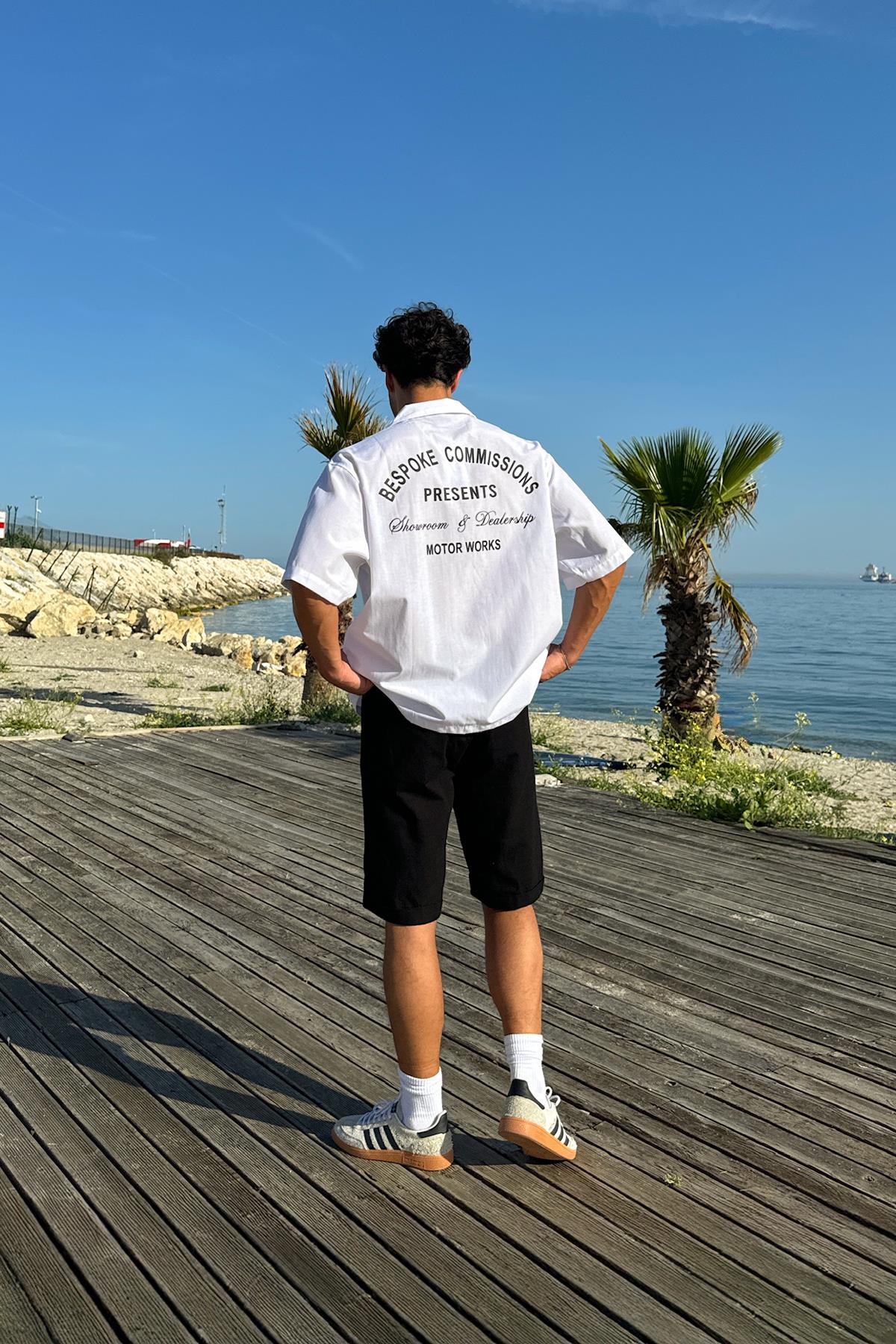 Bağcıklı Keten Bermuda Şort Siyah