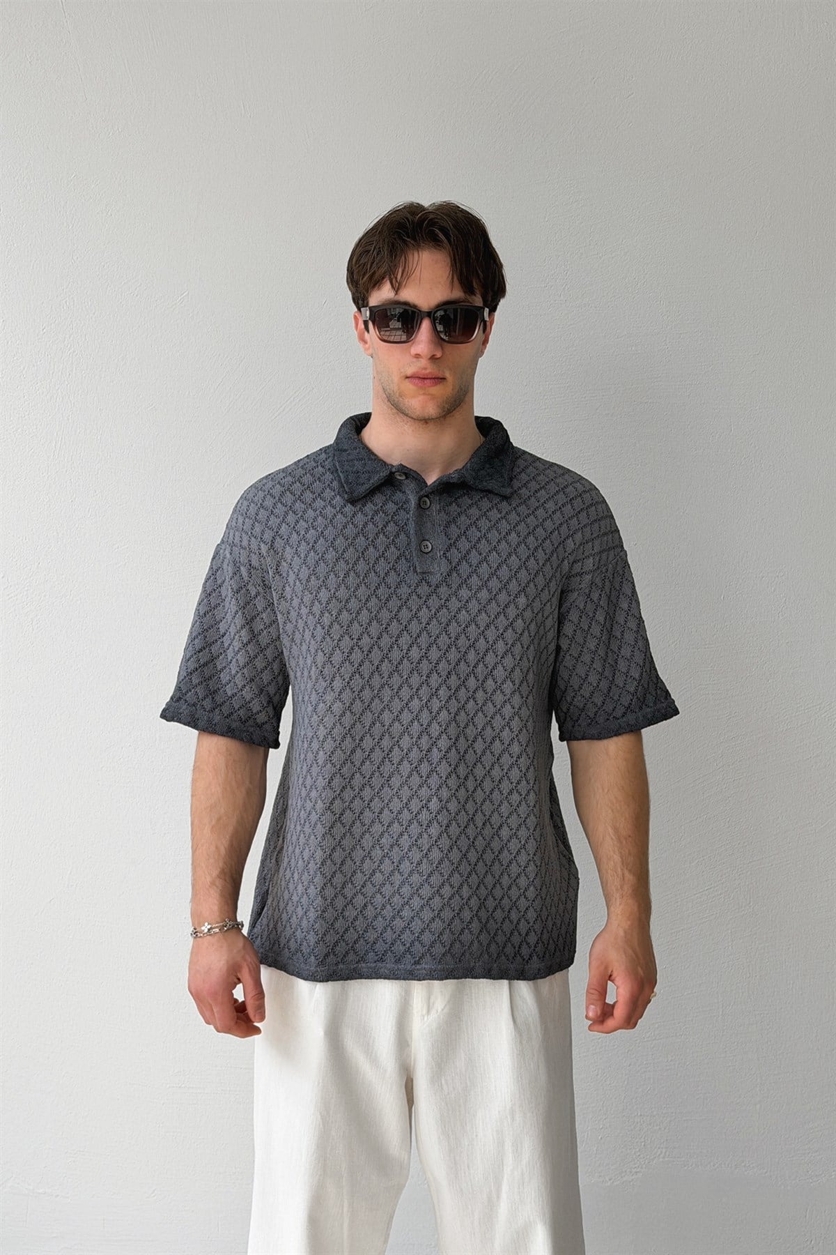 Baklava Desen Örme Tişört