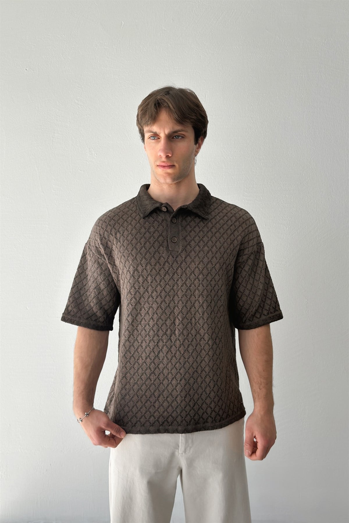 Baklava Desen Örme Tişört