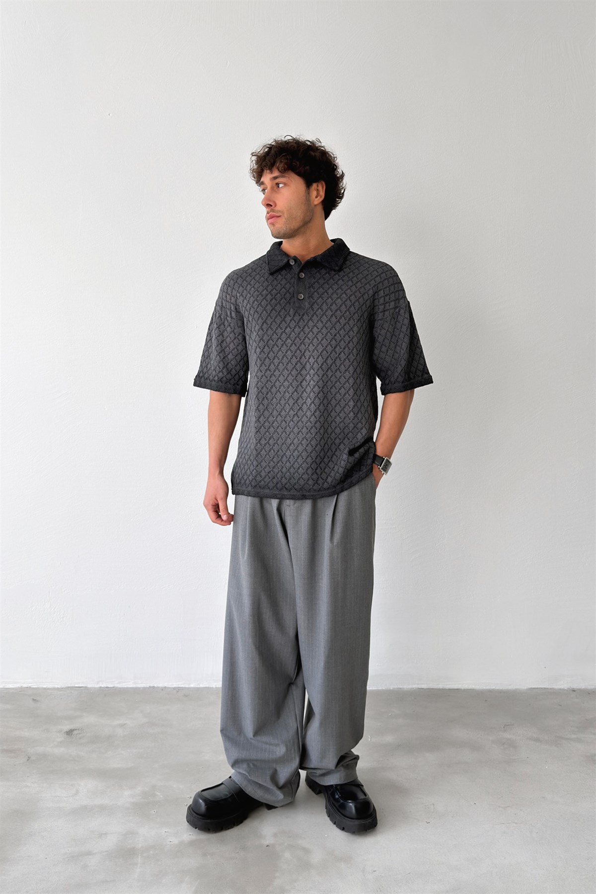 Baklava Desen Örme Tişört