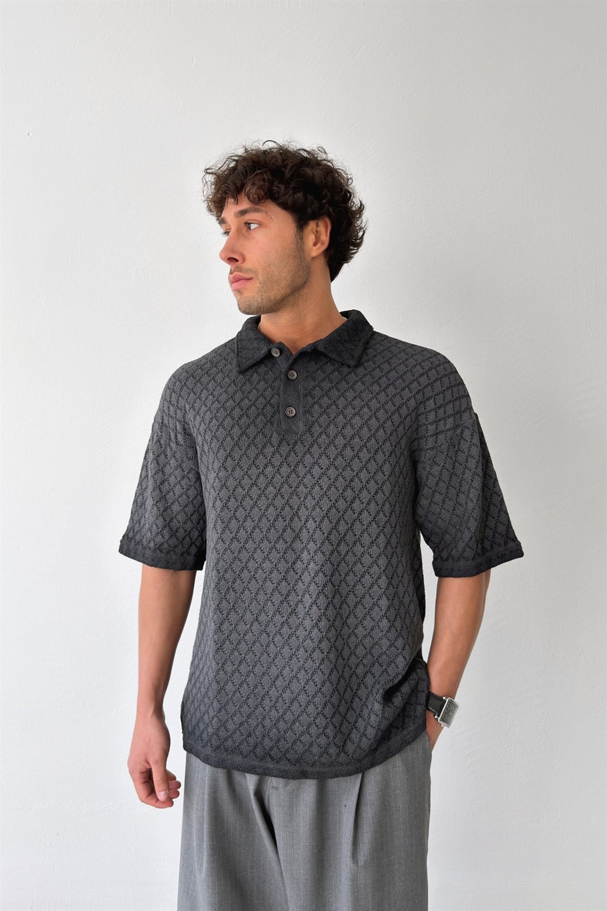 Baklava Desen Örme Tişört