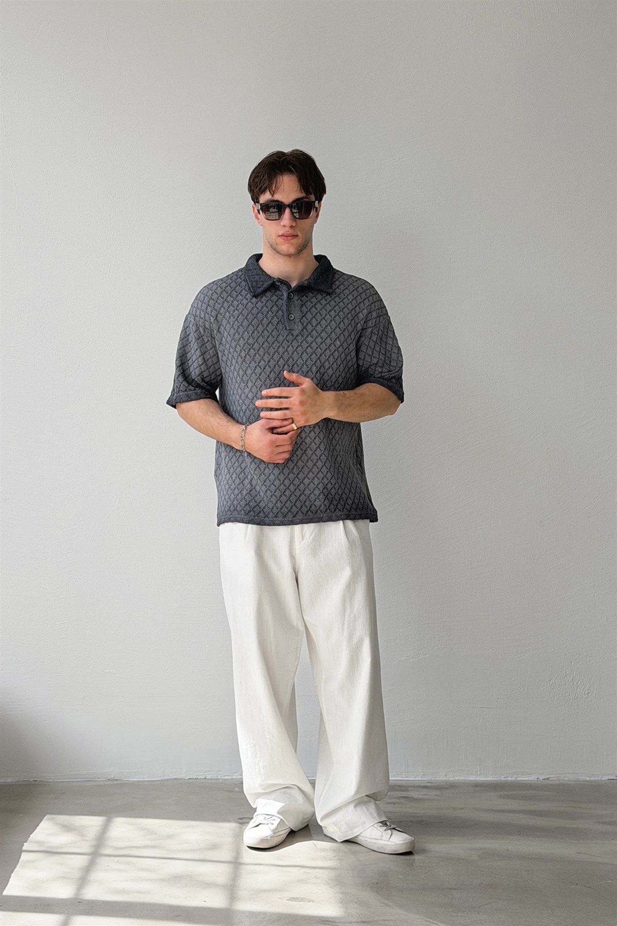 Baklava Desen Örme Tişört