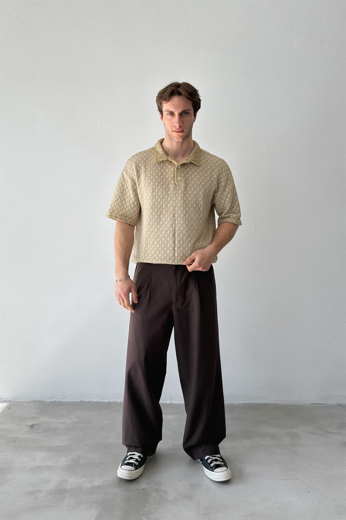 Baklava Desen Örme Tişört