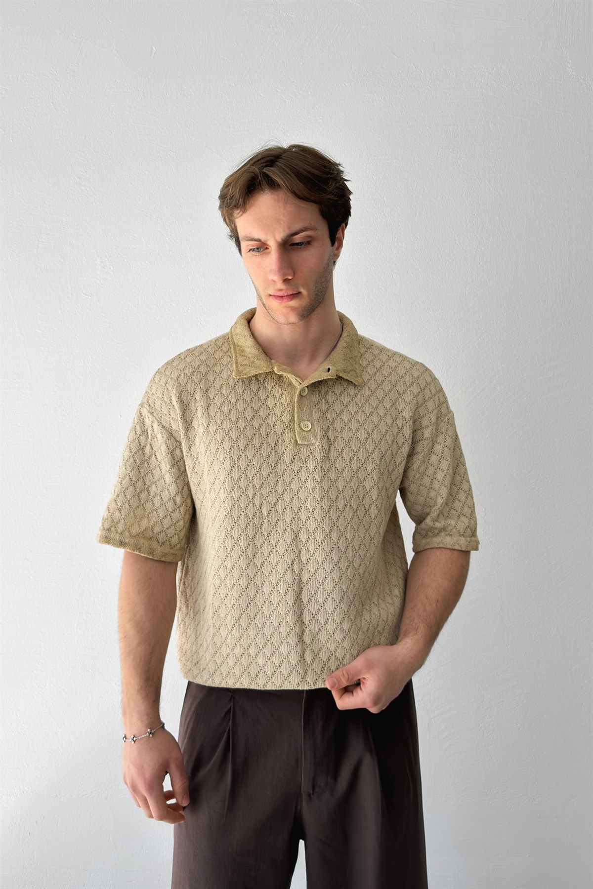 Baklava Desen Örme Tişört