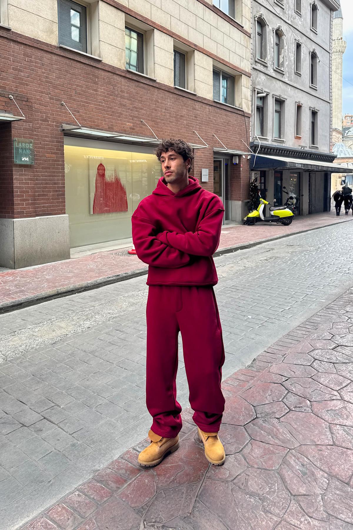 Basic Ayarlanabilir Paça Eşofman Altı Bordo