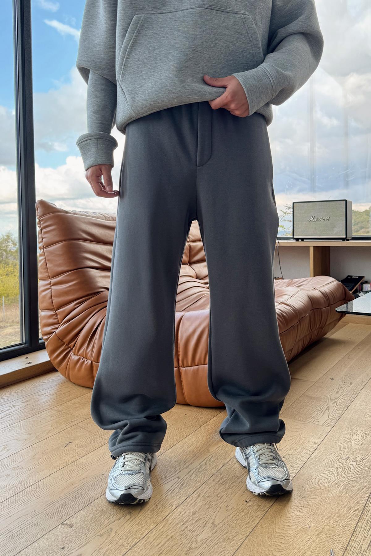 Basic Ayarlanabilir Paça Eşofman Altı Füme