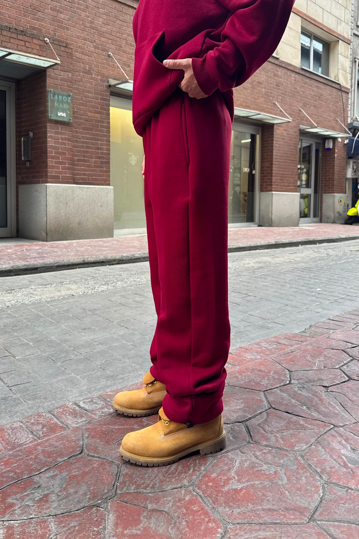 Basic Ayarlanabilir Paça Eşofman Altı Bordo