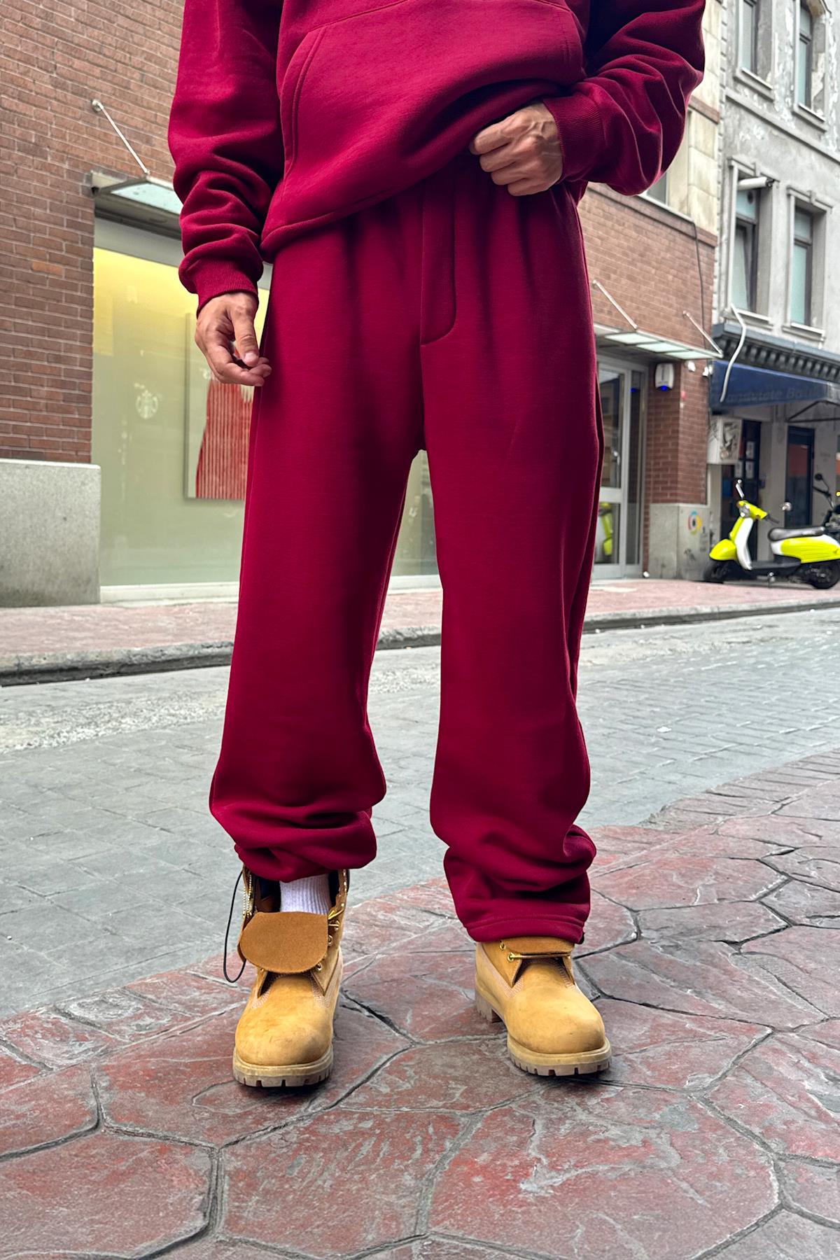 Basic Ayarlanabilir Paça Eşofman Altı Bordo