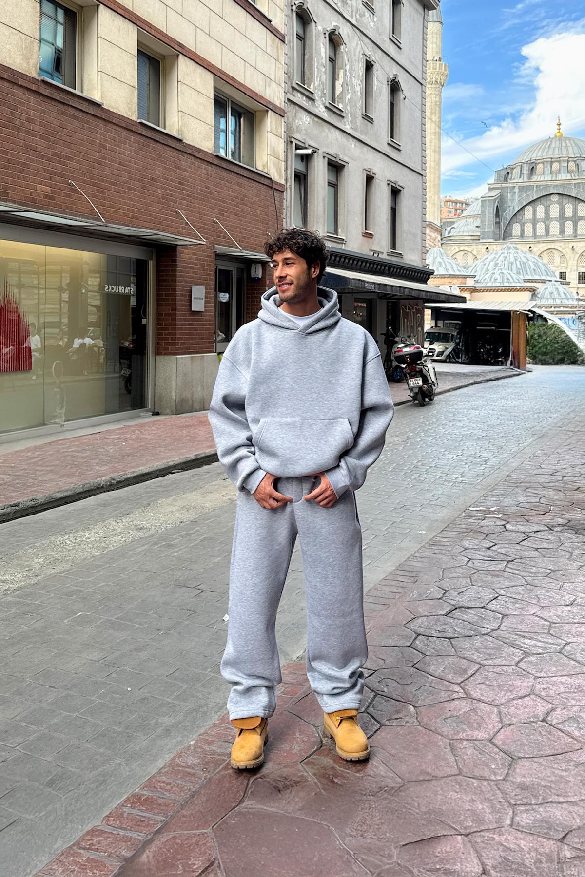 Basic Ayarlanabilir Paça Eşofman Altı Gri Melanj