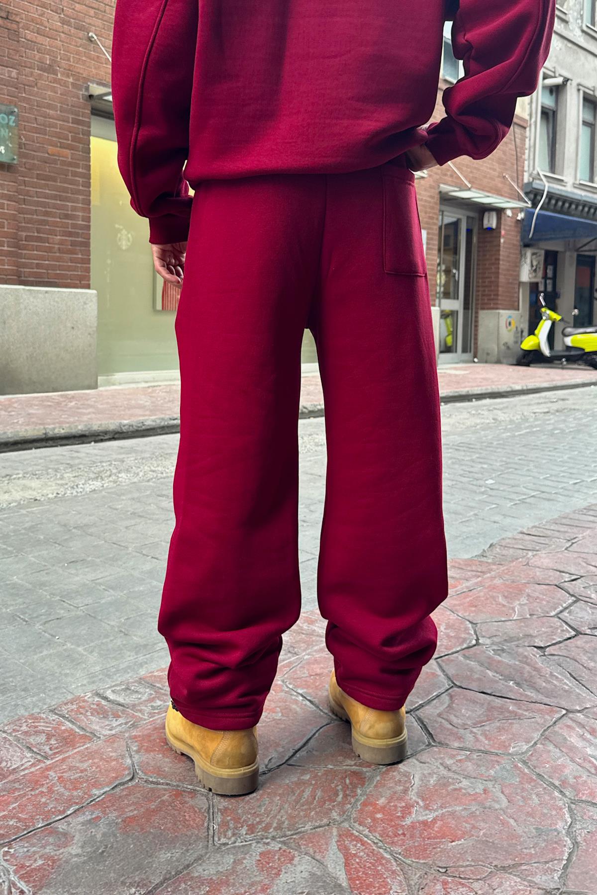 Basic Ayarlanabilir Paça Eşofman Altı Bordo