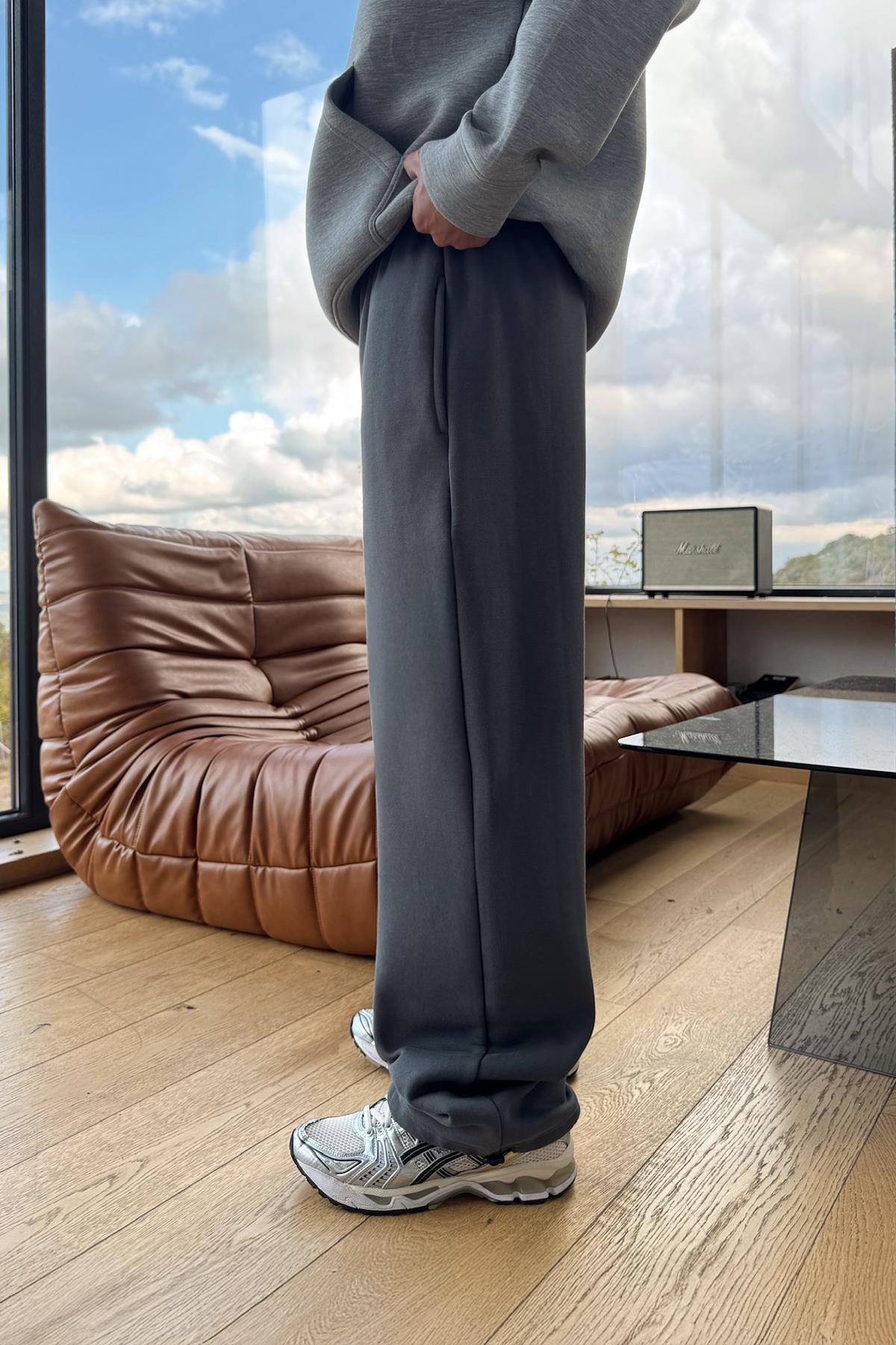 Basic Ayarlanabilir Paça Eşofman Altı Füme