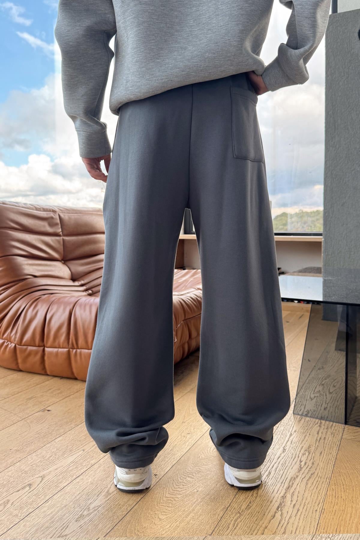 Basic Ayarlanabilir Paça Eşofman Altı Füme