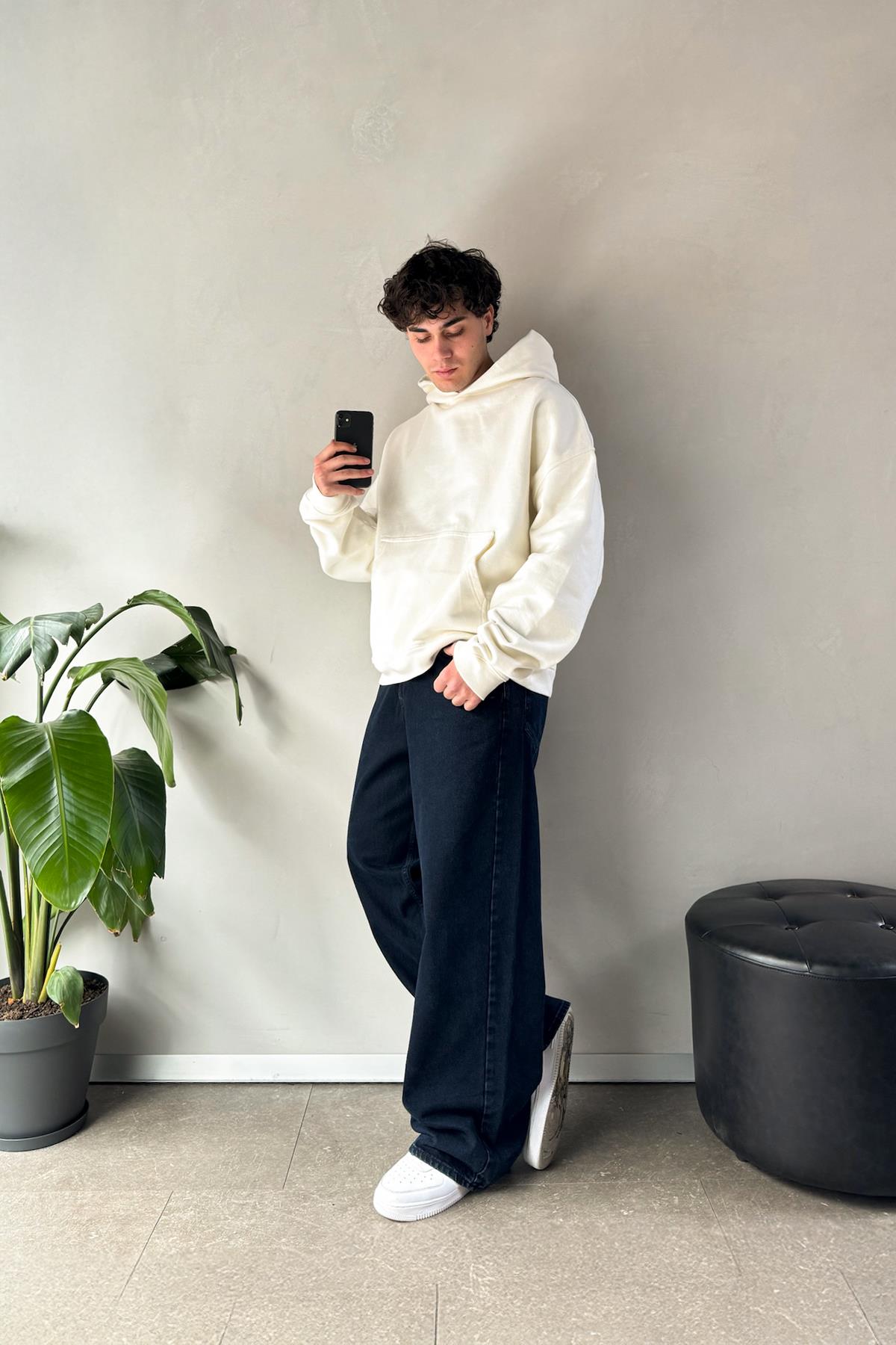 Basic Koyu Mavi Baggy Jean