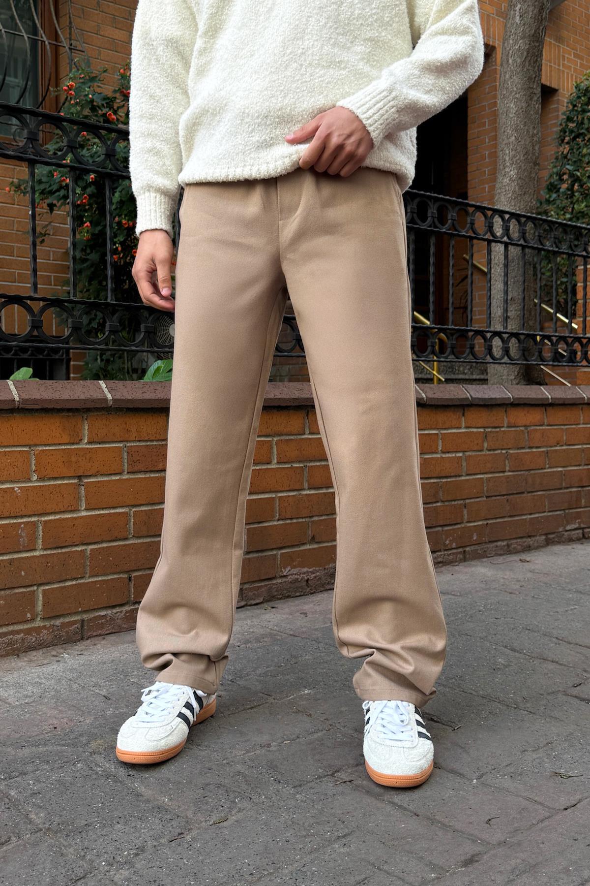 Basic Regular Gabardin Pantolon Vizon