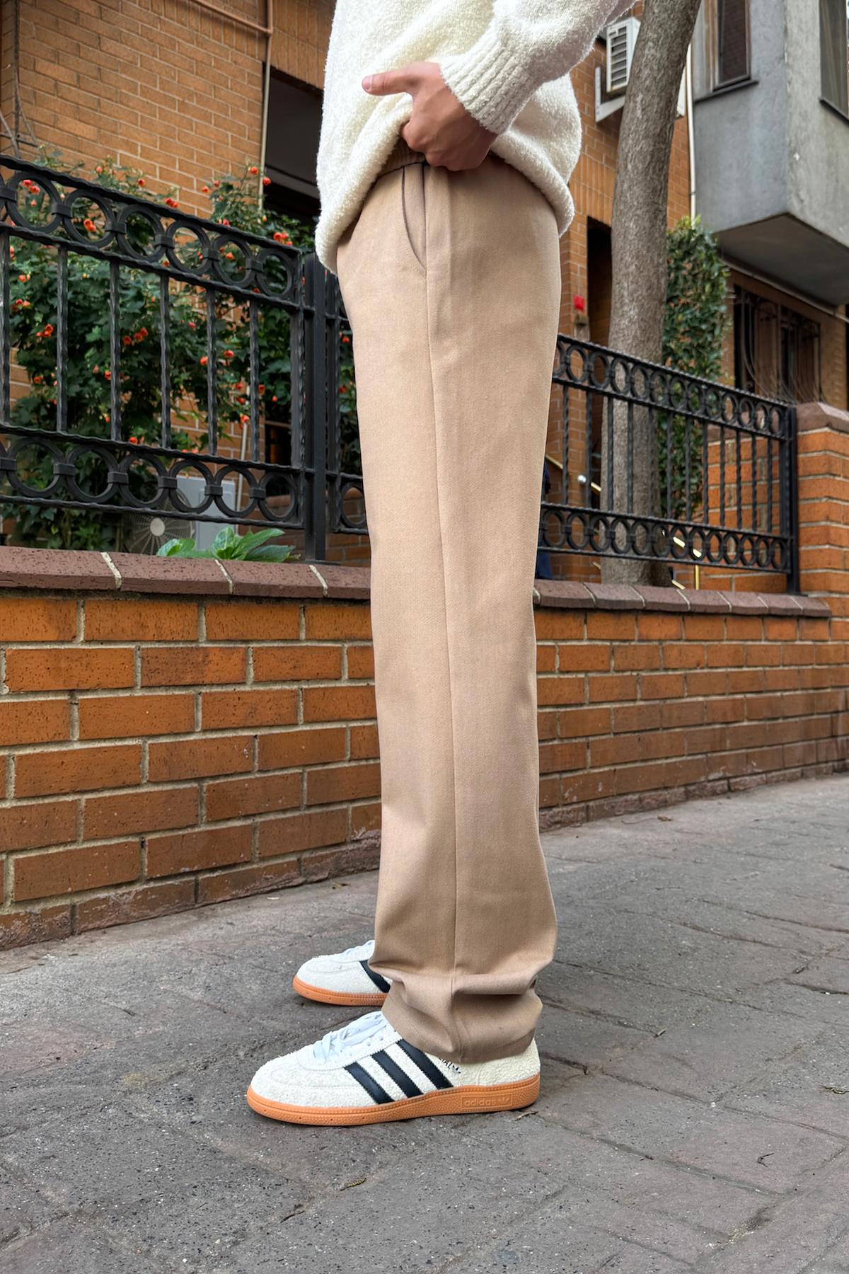 Basic Regular Gabardin Pantolon Vizon