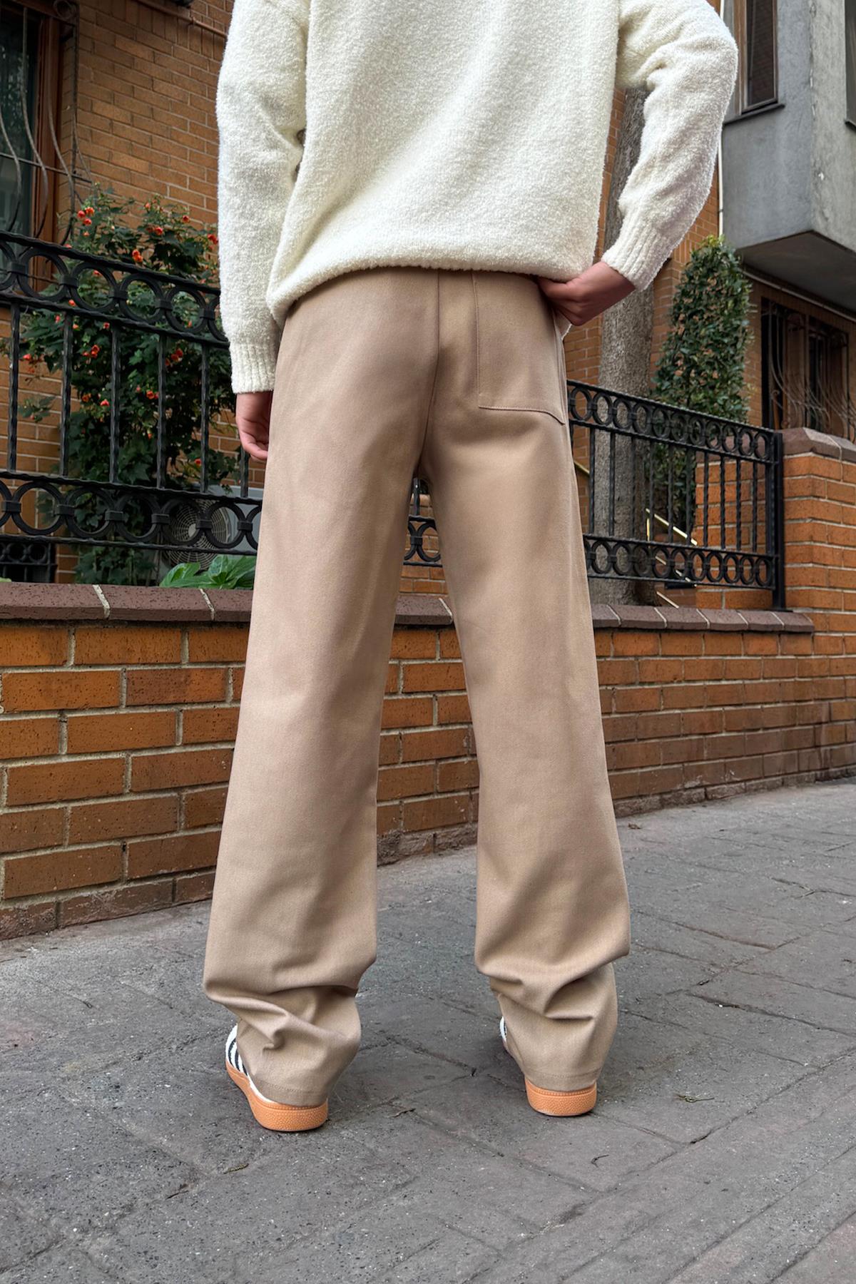 Basic Regular Gabardin Pantolon Vizon