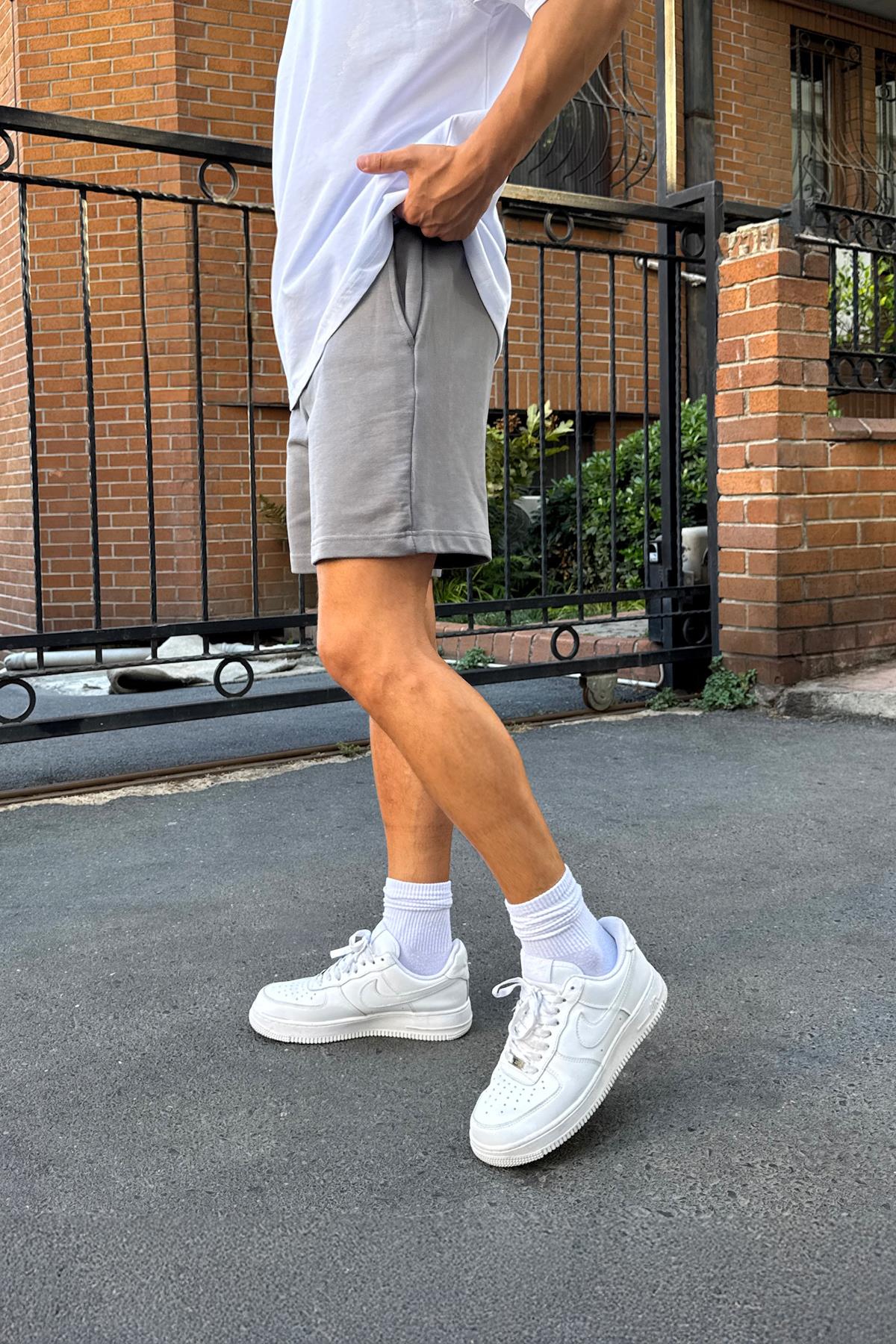 Basic Bel Lastikli Şort Füme