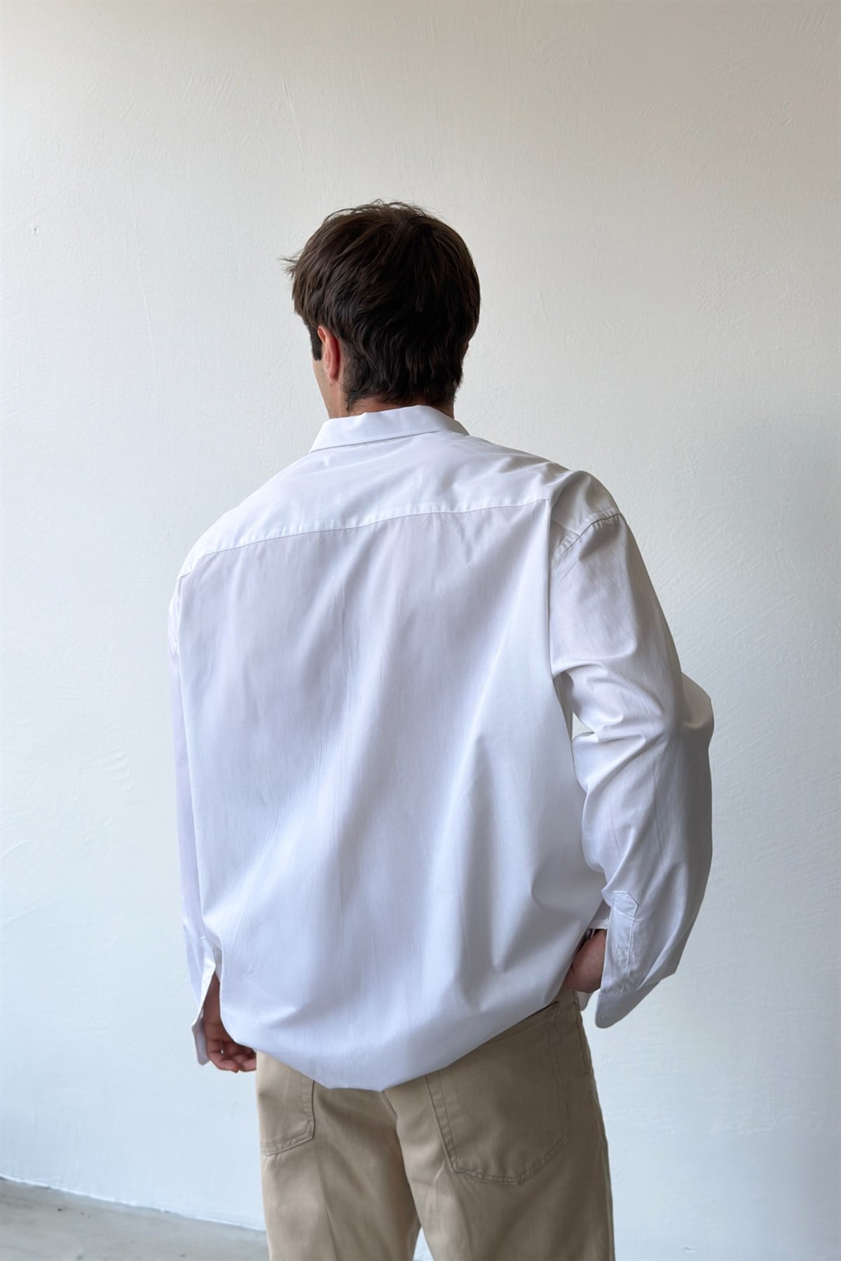 Basic Beyaz Poplin Oversize Gömlek