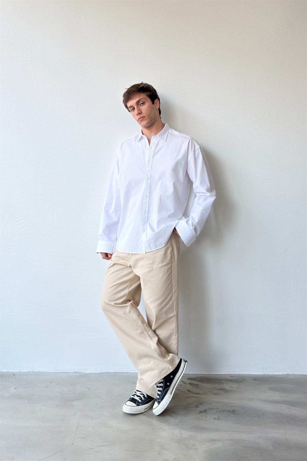 Basic Beyaz Poplin Oversize Gömlek
