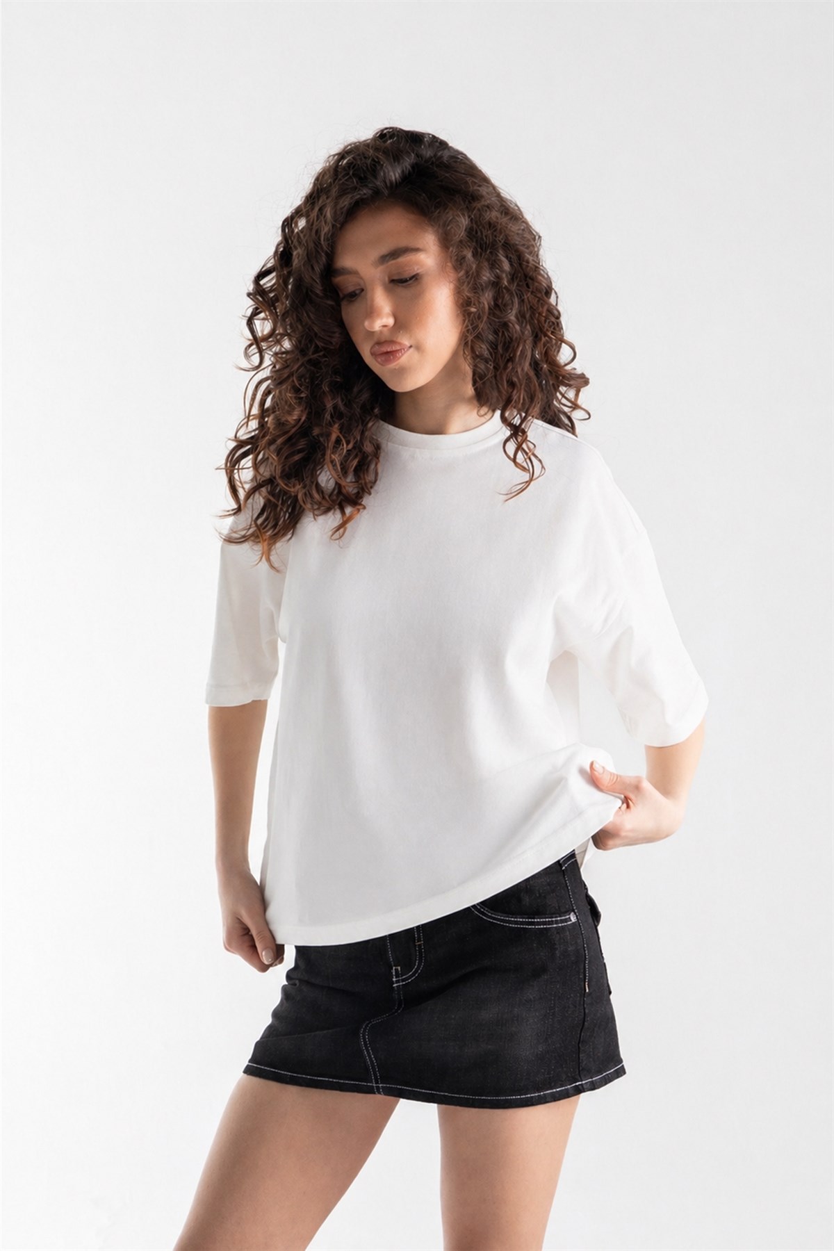 Basic Boxy Fit Ekru Tişört
