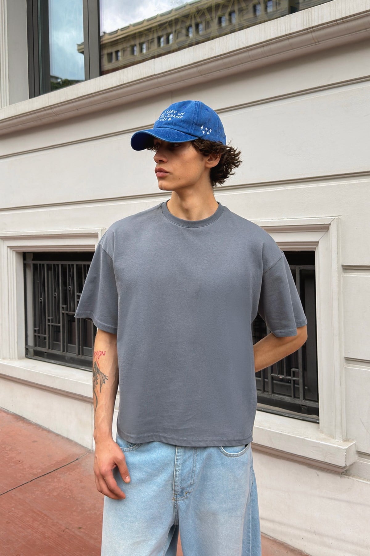 Basic Boxy Fit Gri Tişört