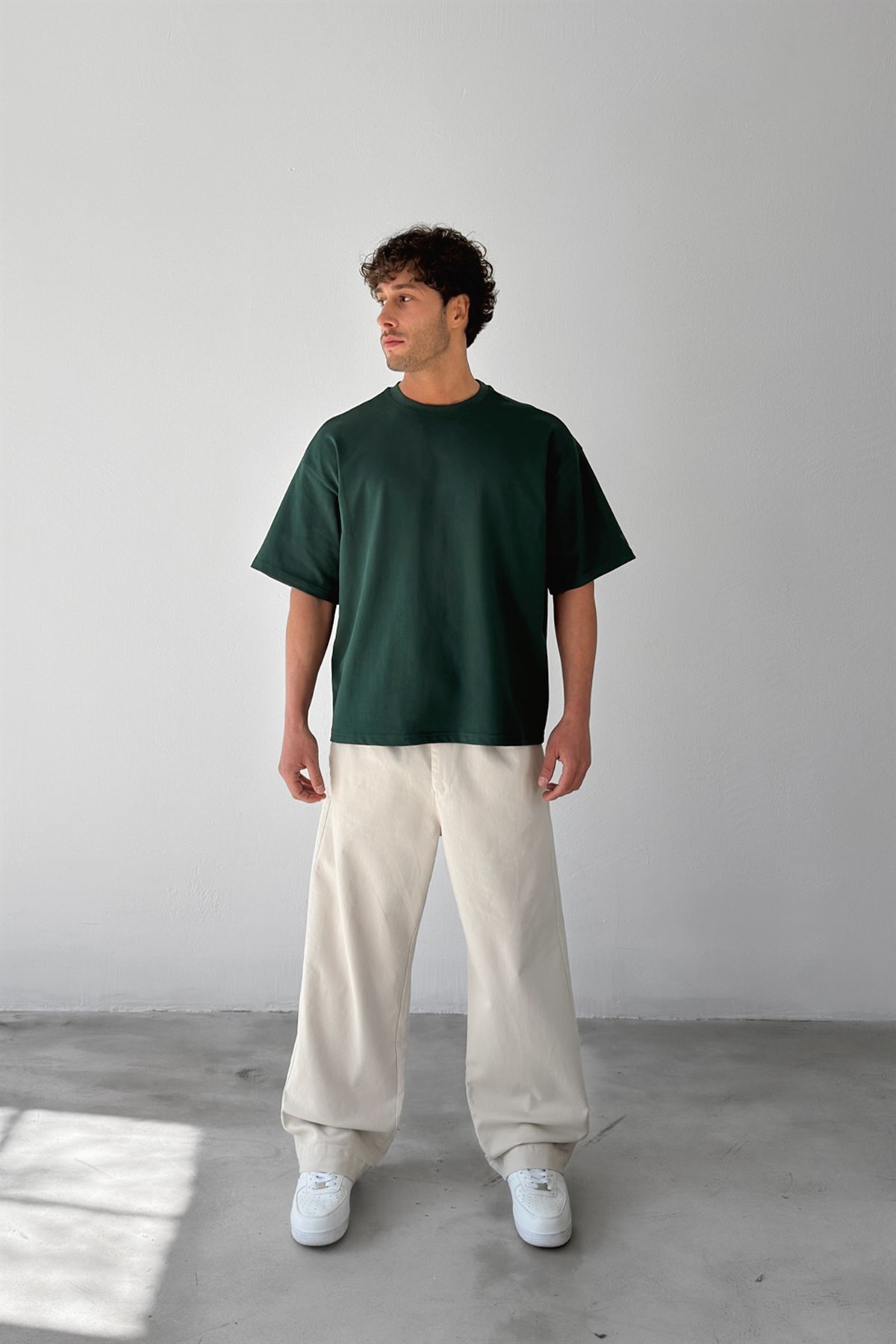 Basic Boxy Fit Yeşil Tişört