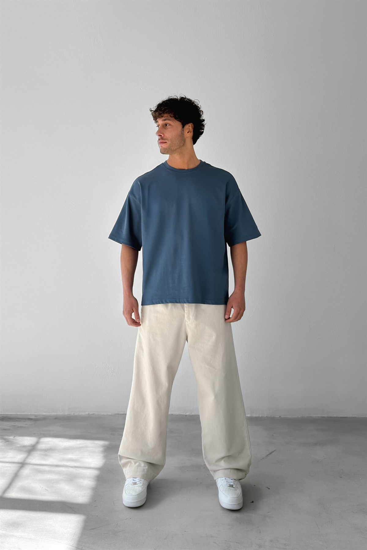 Basic Boxy Fit İndigo Tişört