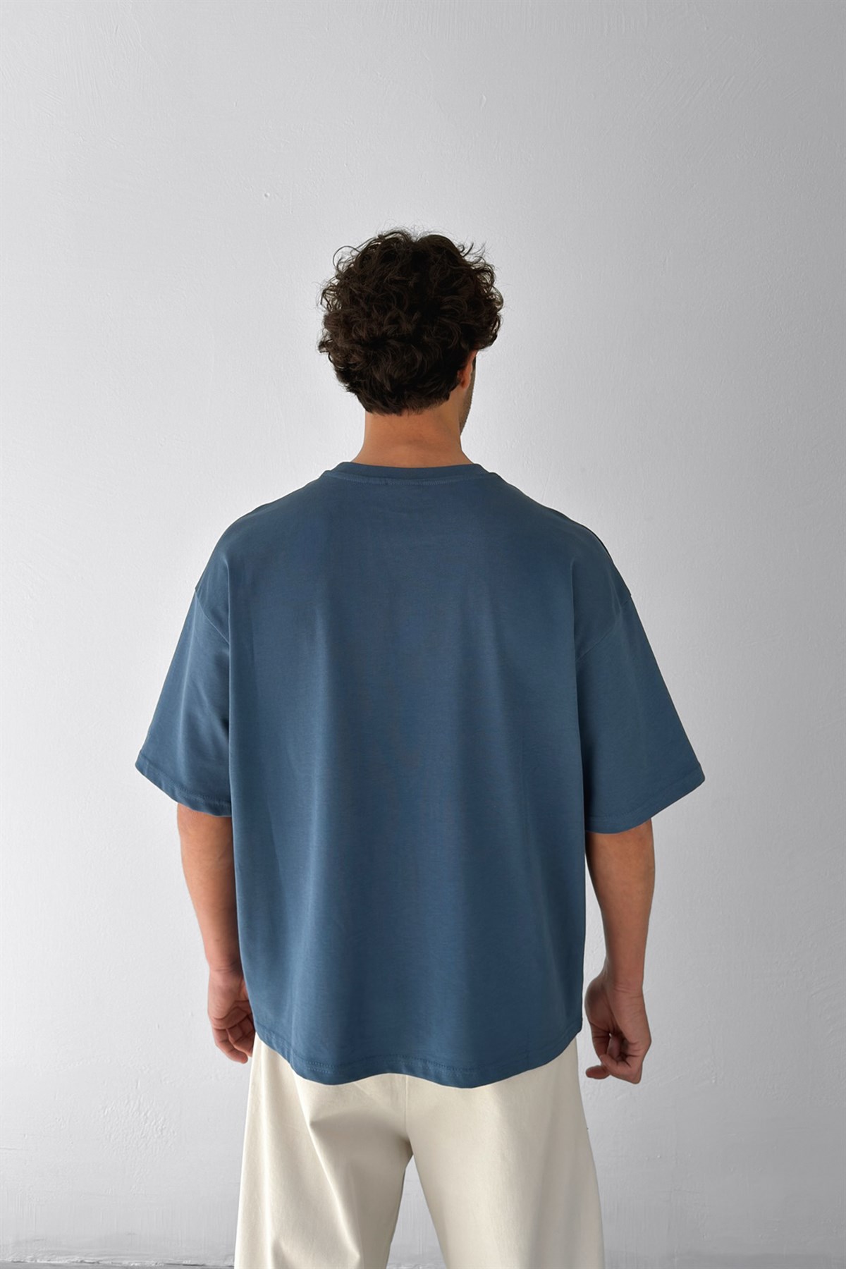 Basic Boxy Fit İndigo Tişört