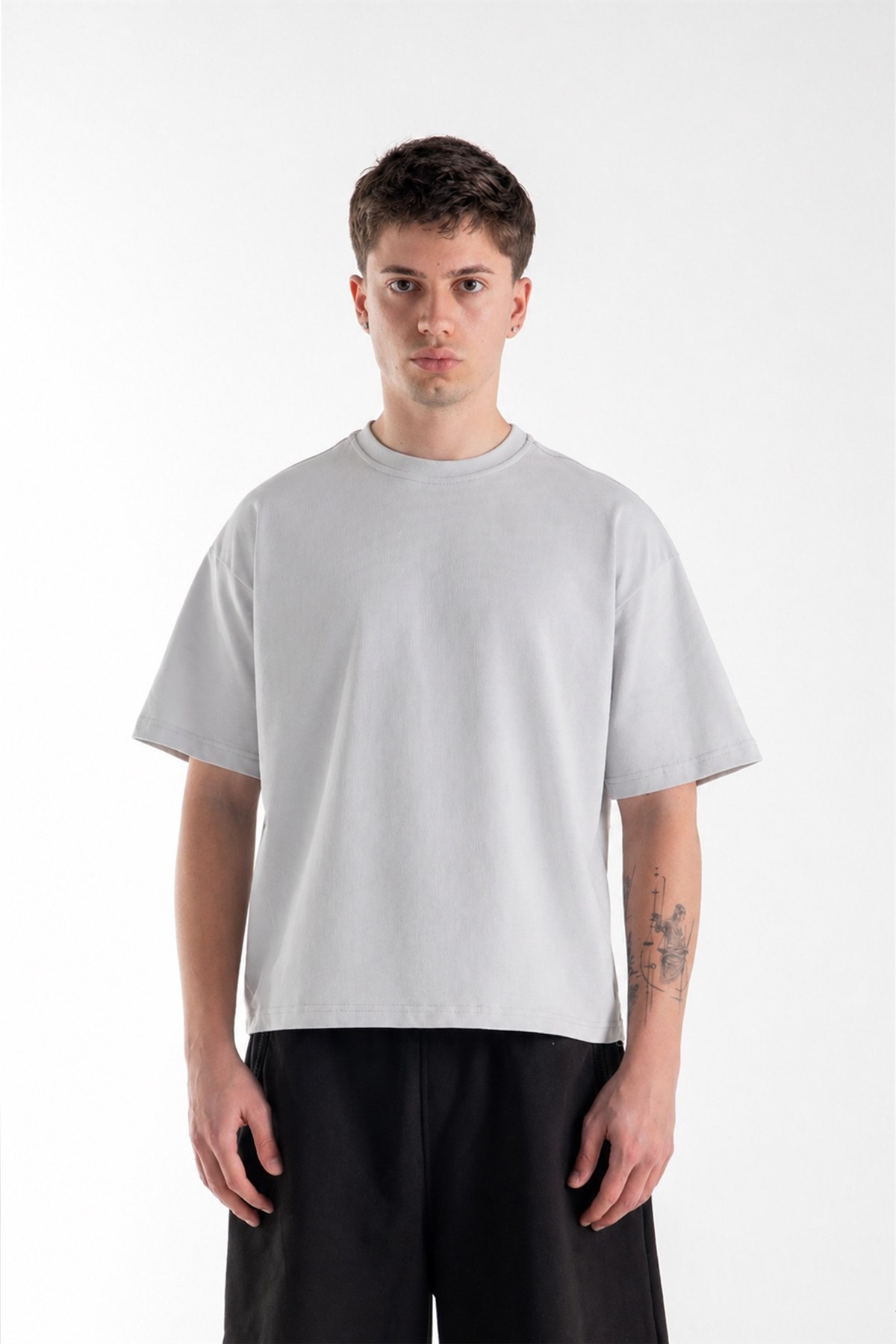 Basic Boxy Fit Taş Rengi Tişört
