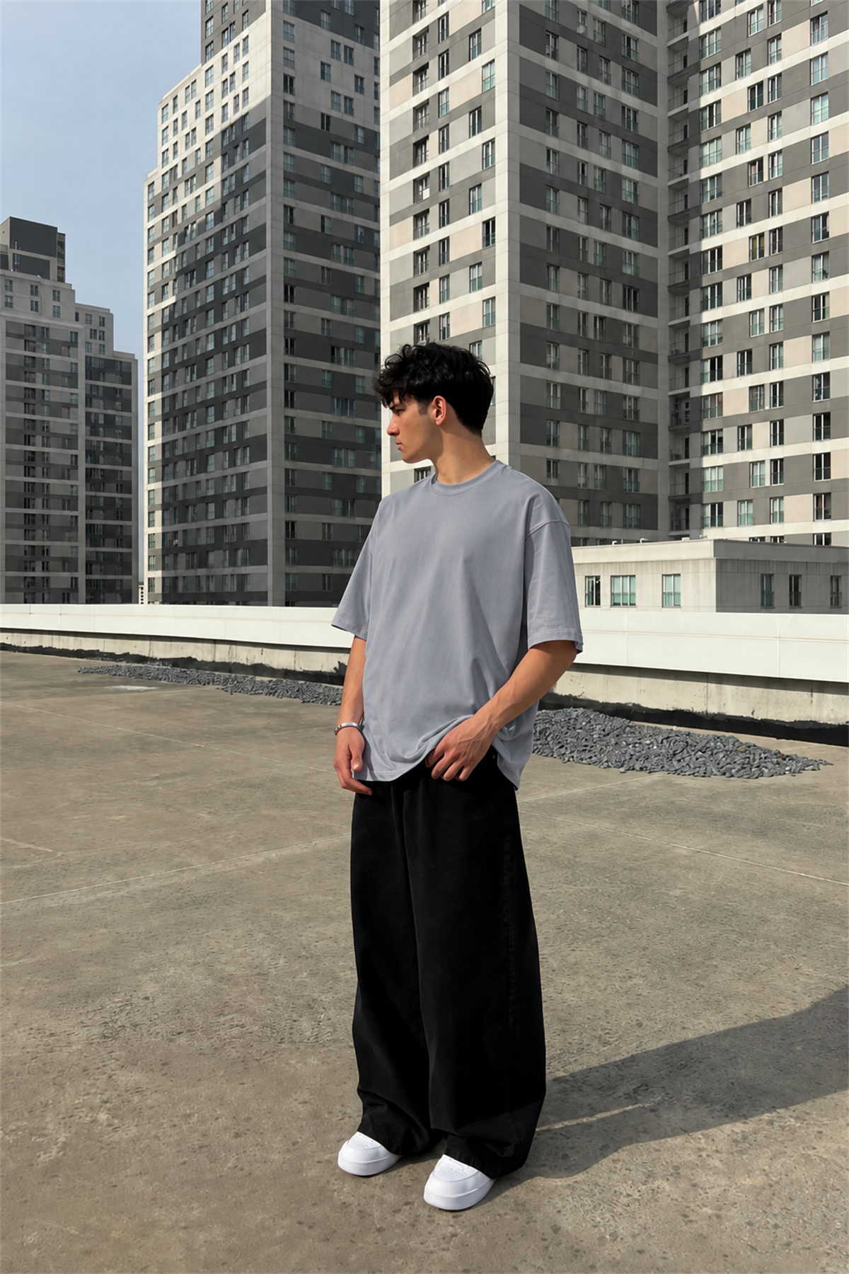 Basic Füme Oversize Tişört