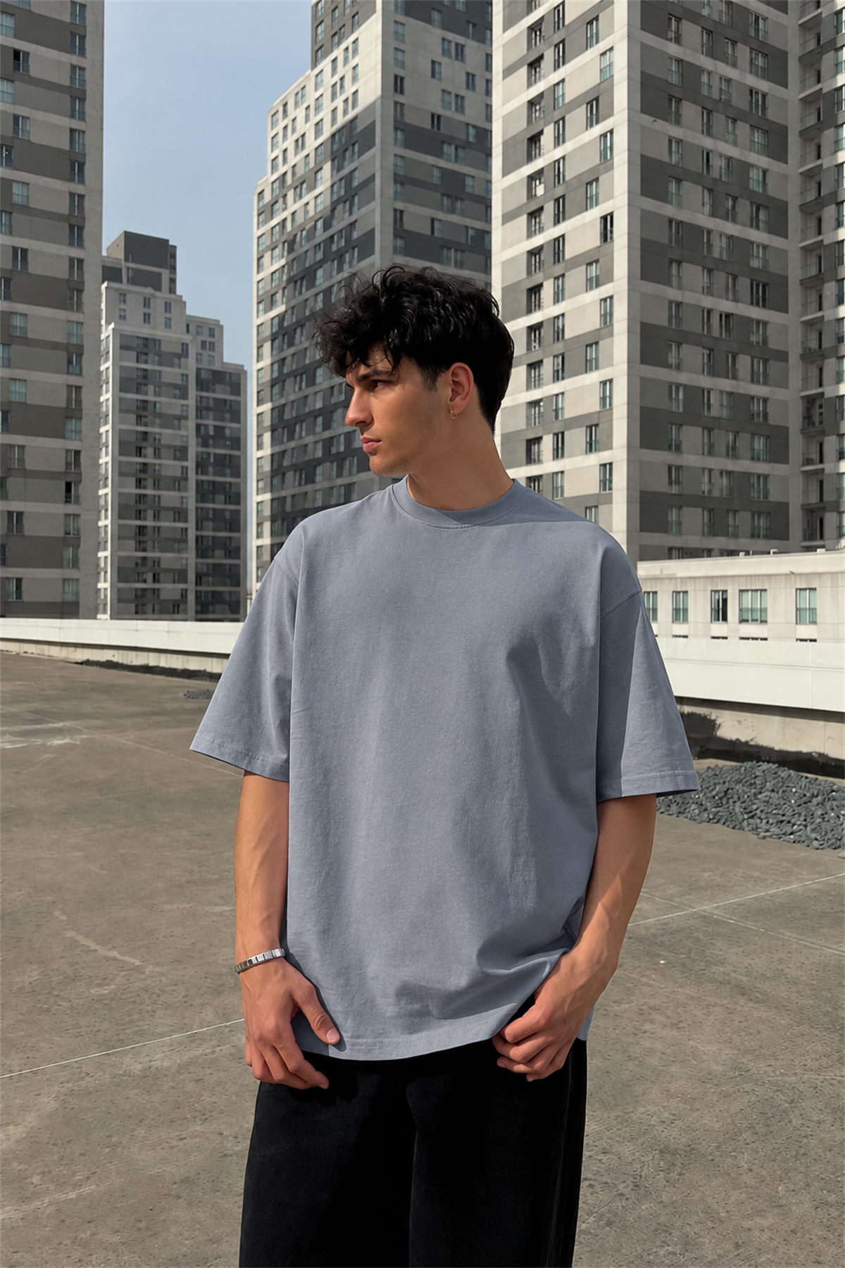 Basic Füme Oversize Tişört