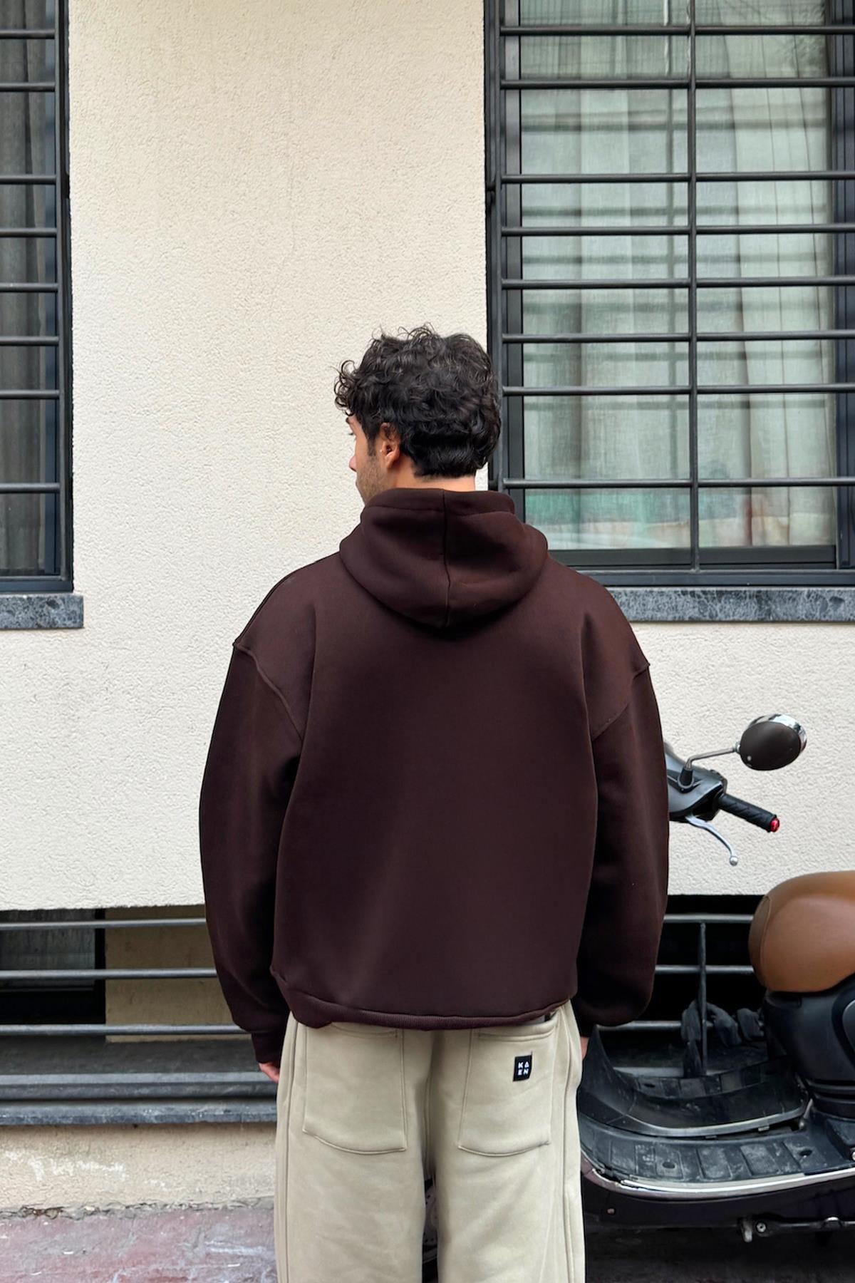 Basic Hoodie Koyu Kahve
