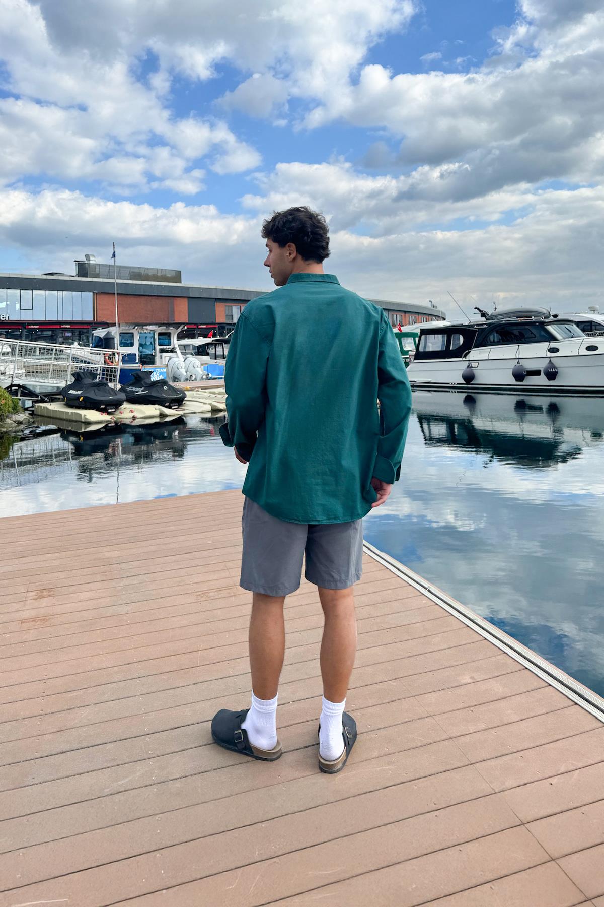 Basic Keten Yeşil Gömlek Yeşil