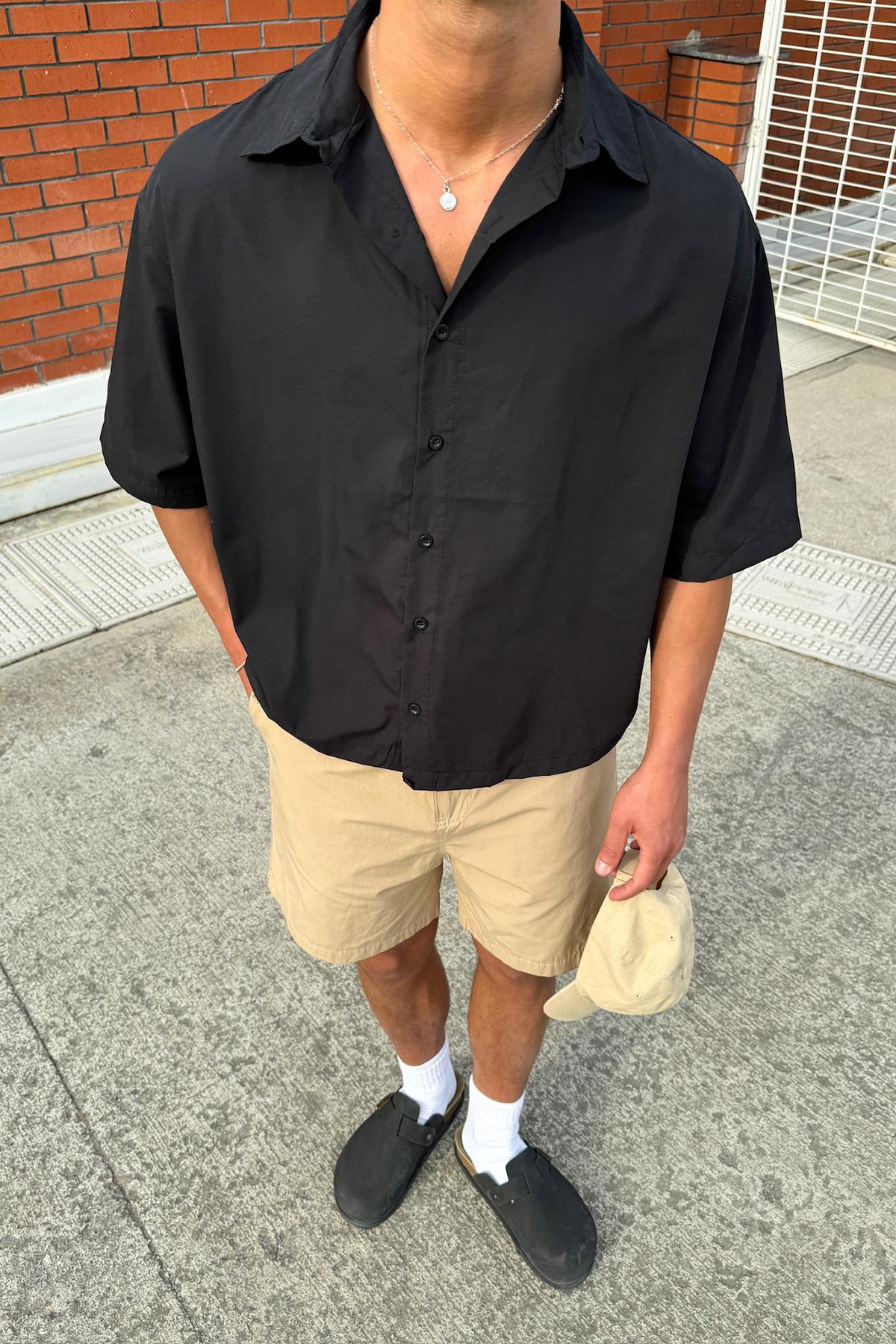 Basic Kısa Kol Gömlek Siyah