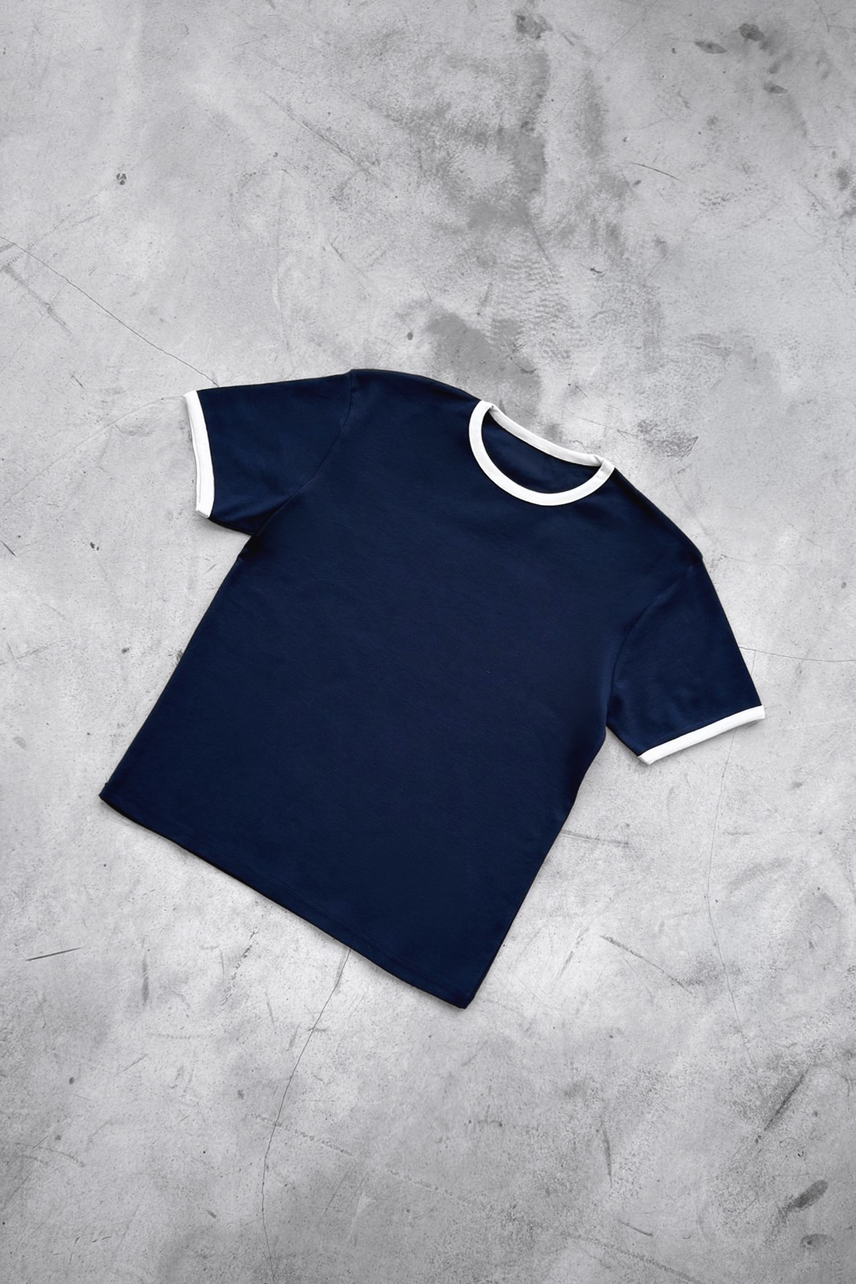 Navy Blue Ecru Ringer Tee