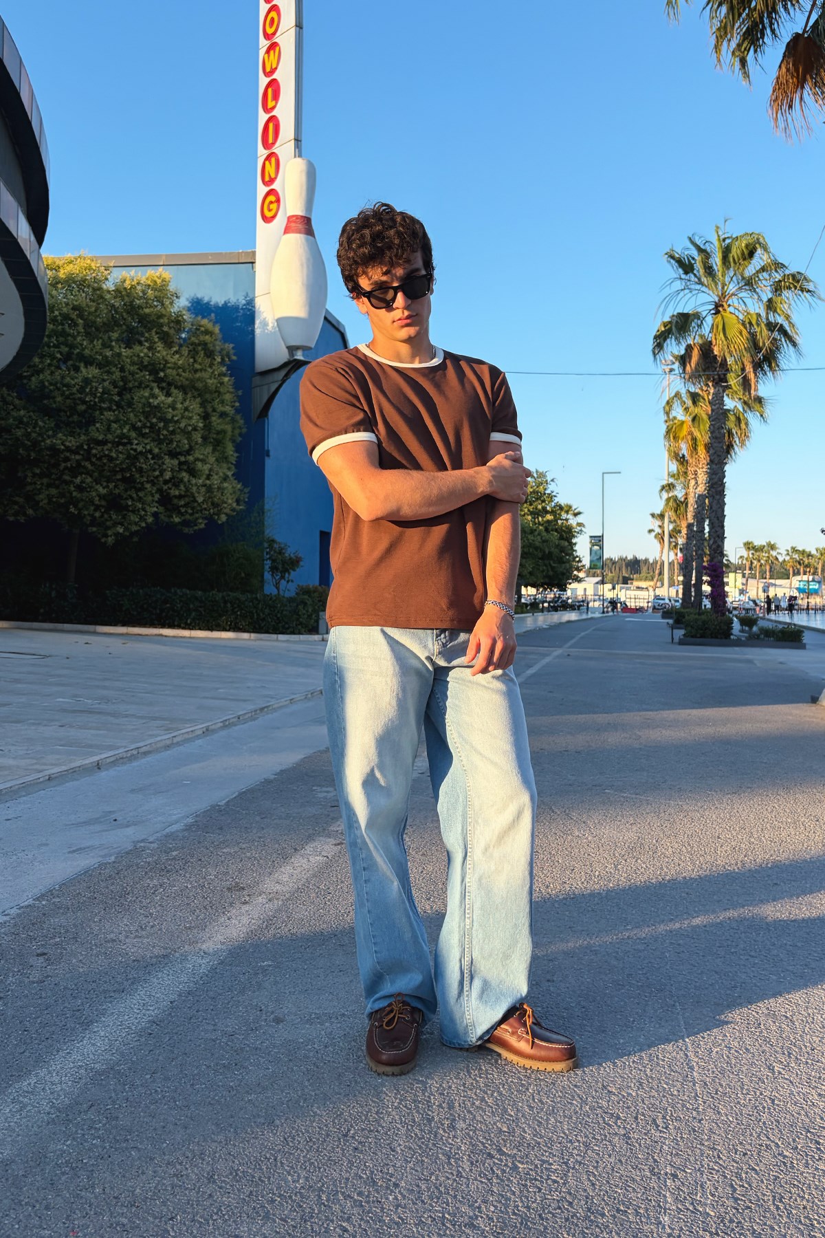 Brown Ecru Ringer Tee