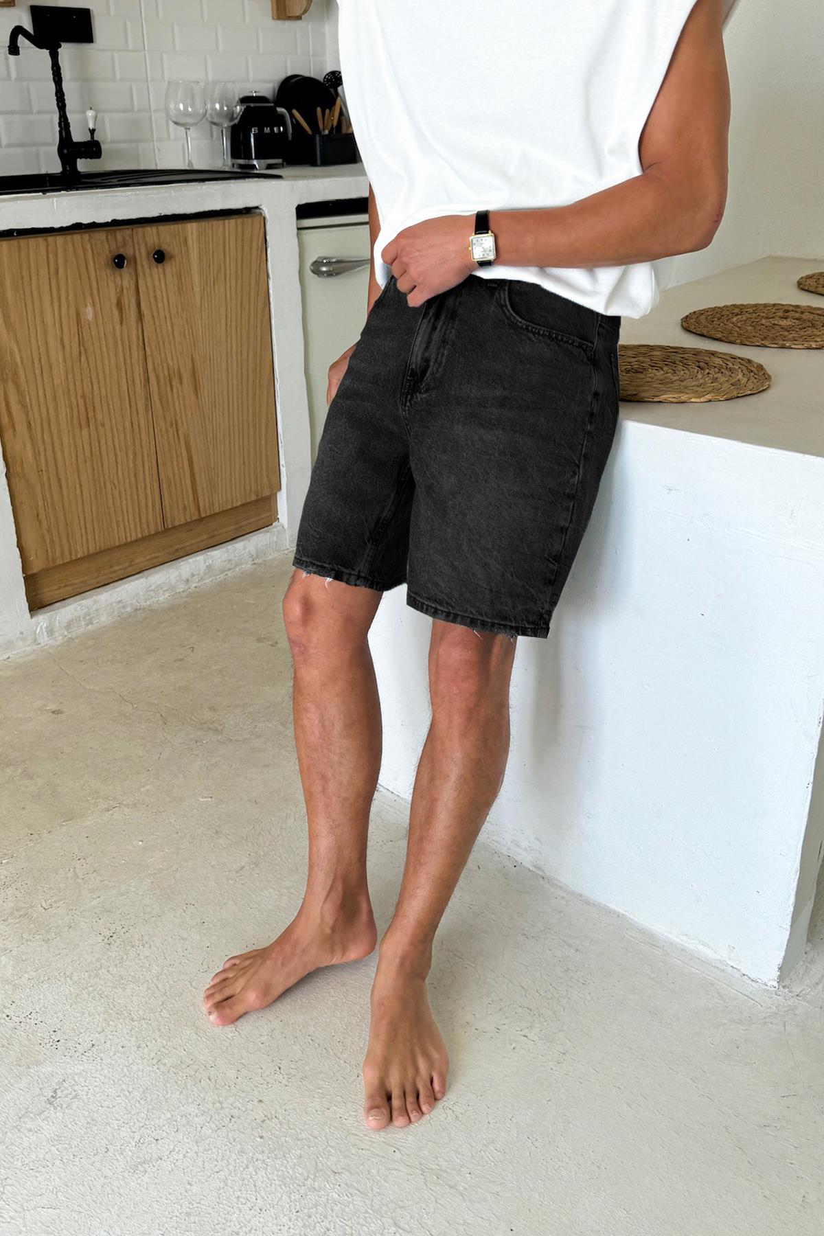 Siyah Basic Kot Şort