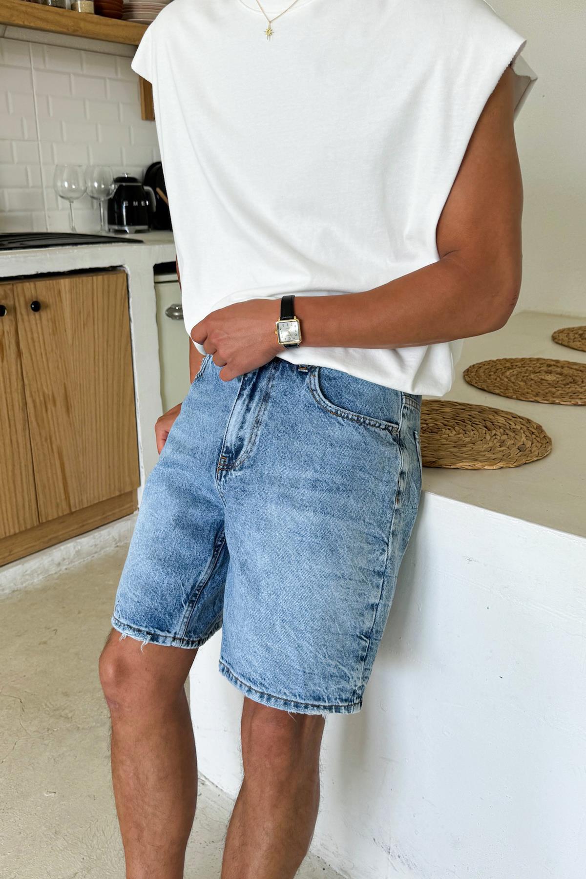 Mavi Basic Kot Şort