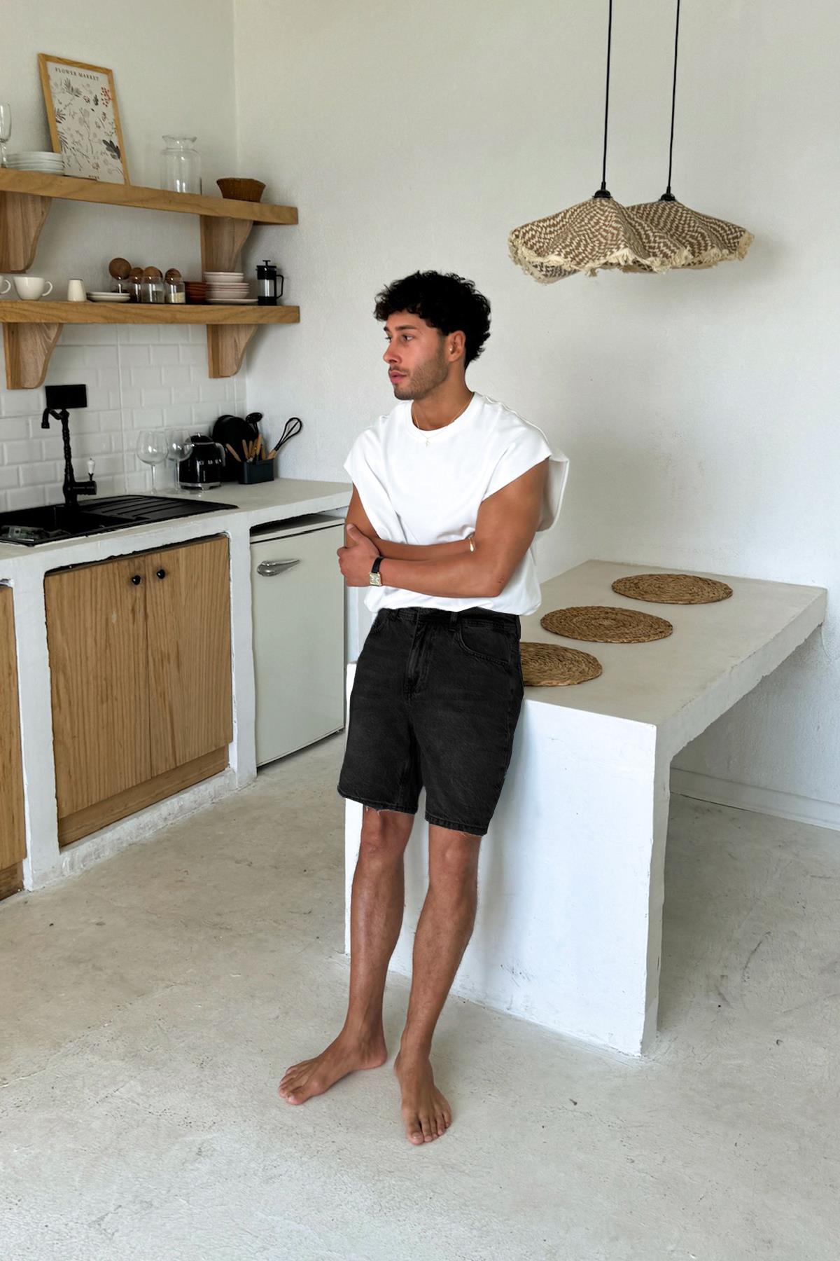 Siyah Basic Kot Şort