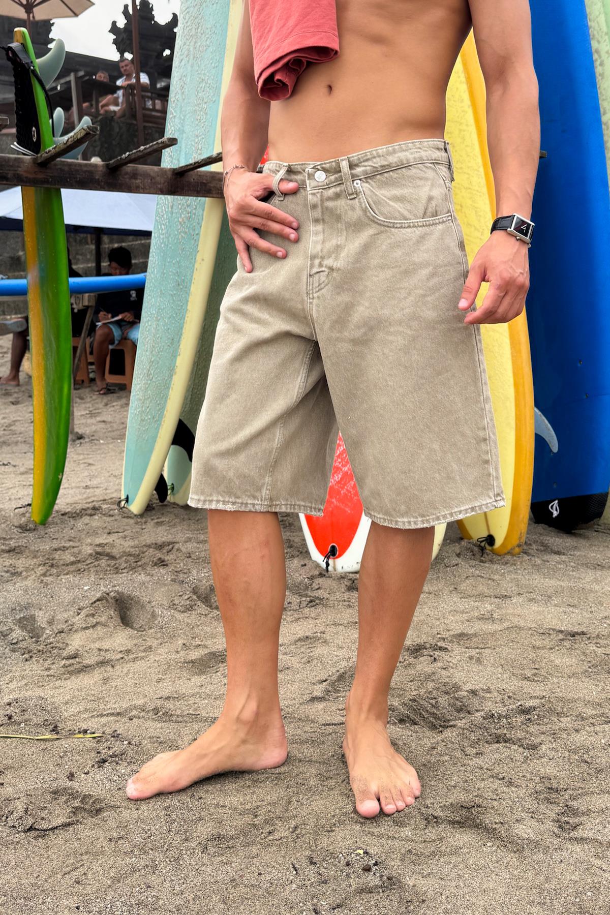 Basic Kot Şort Açık Kahve