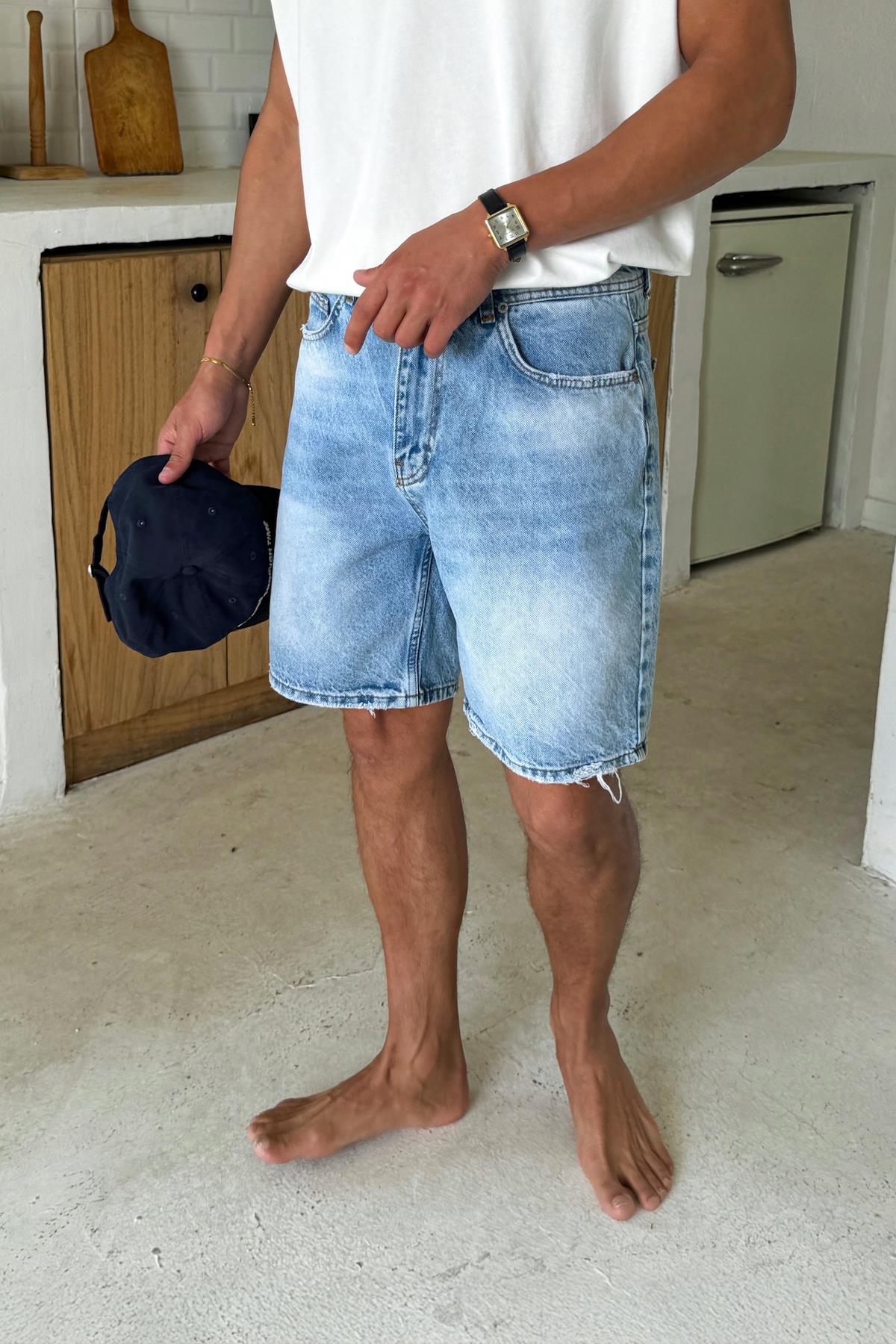 Açık Mavi Basic Kot Şort