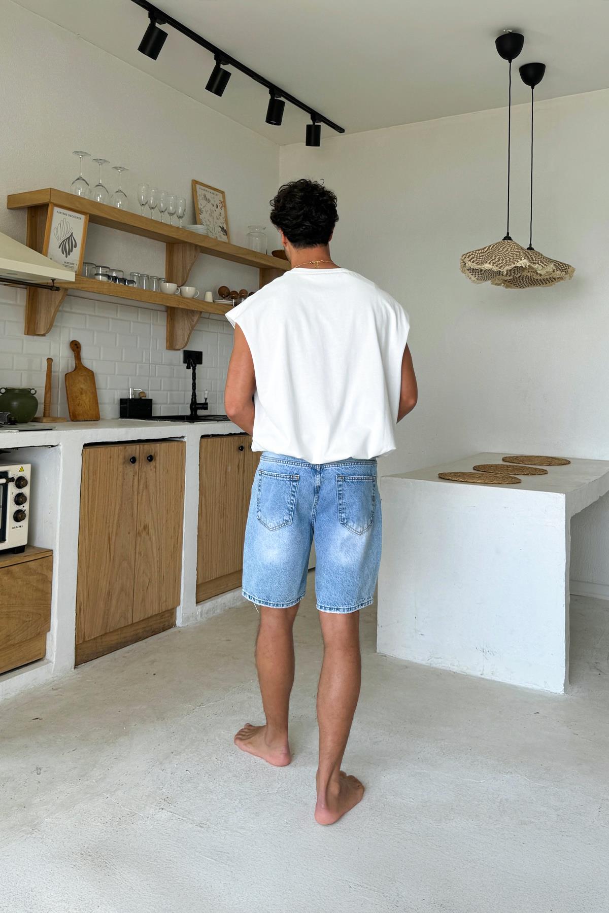 Açık Mavi Basic Kot Şort